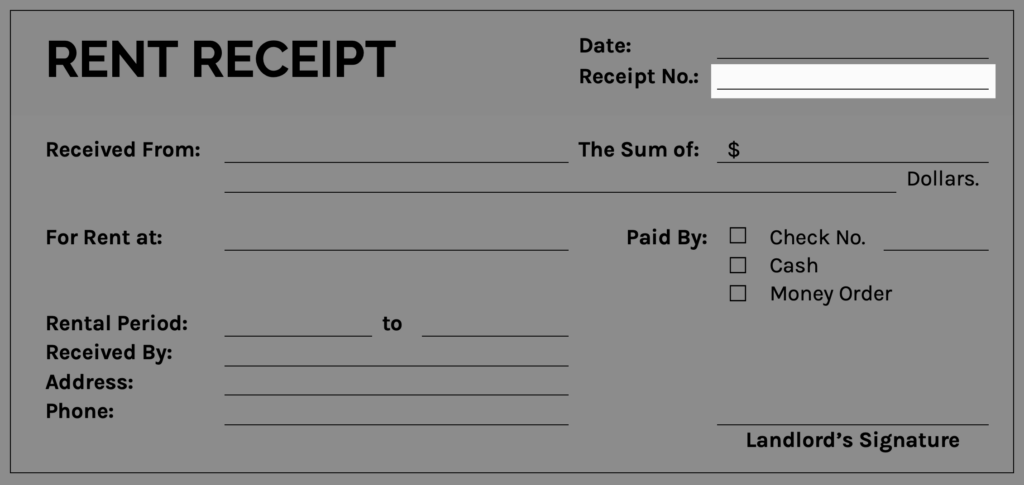 Rent receipt - Reference no