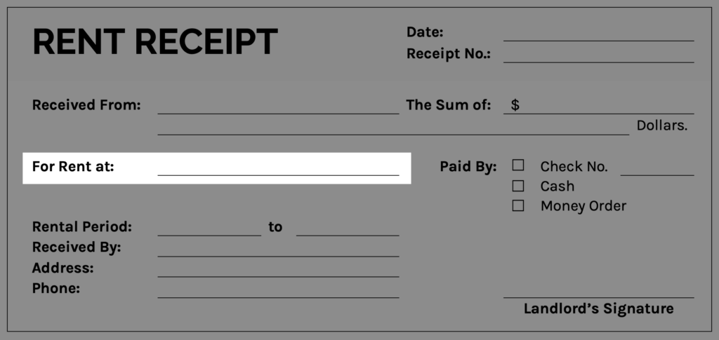 Received From - For Rent At