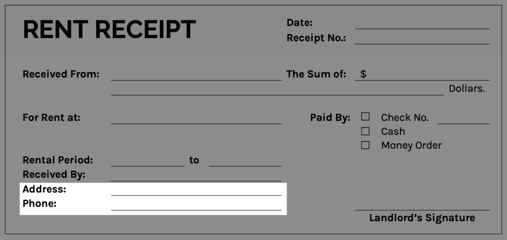 Received From - Address and Phone