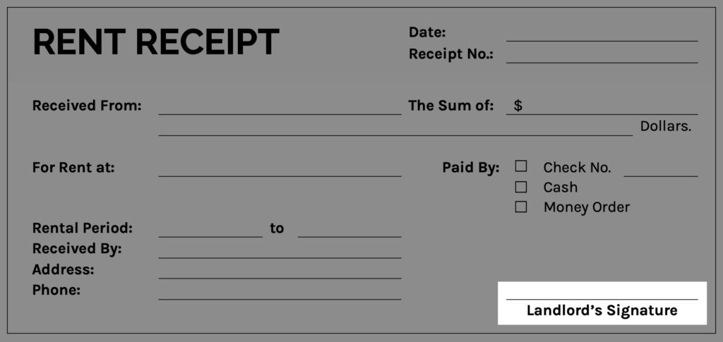 Received From - Landlord’s Signature