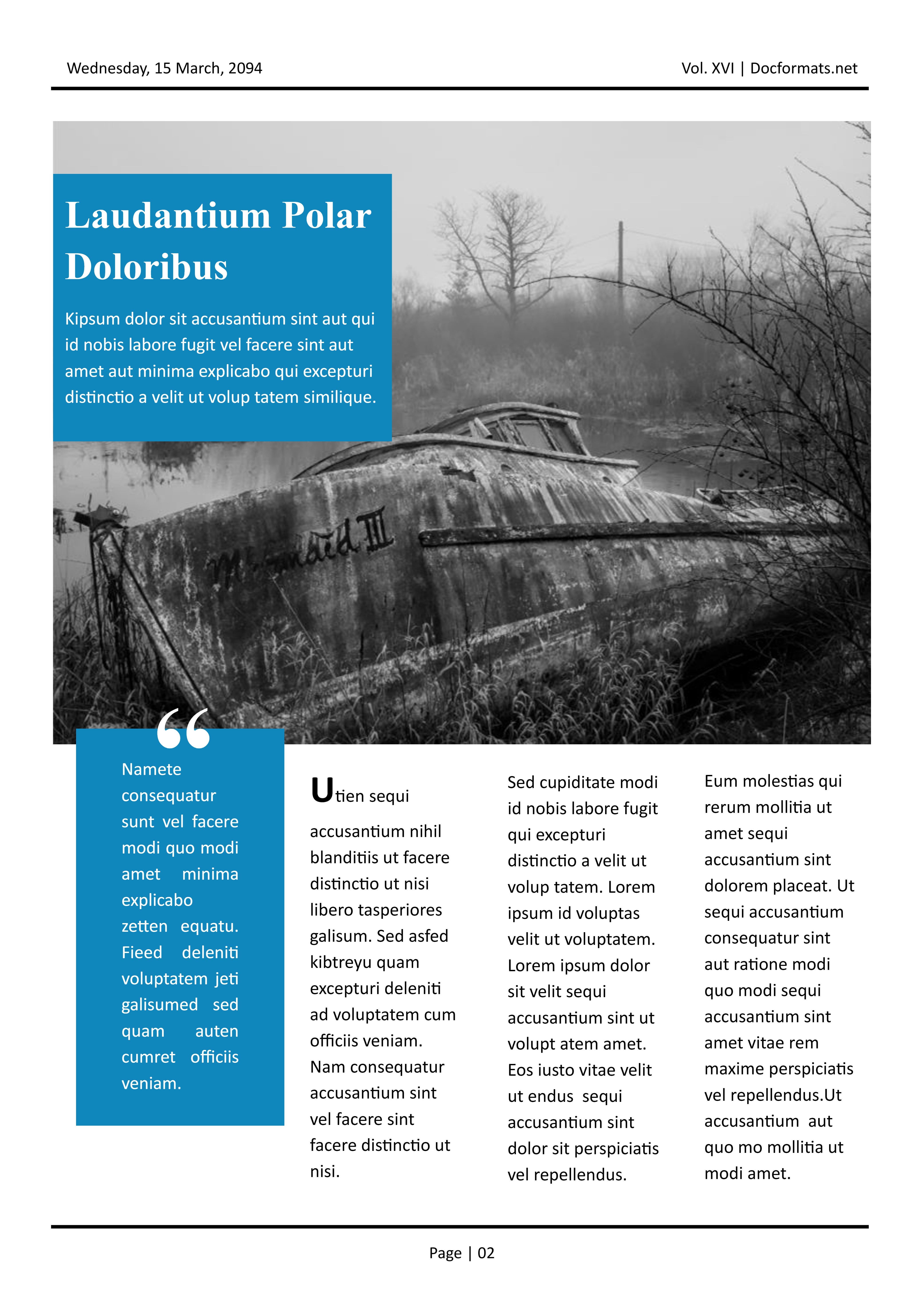 Daily News Newspaper Template - Google Docs, Word - Page 02