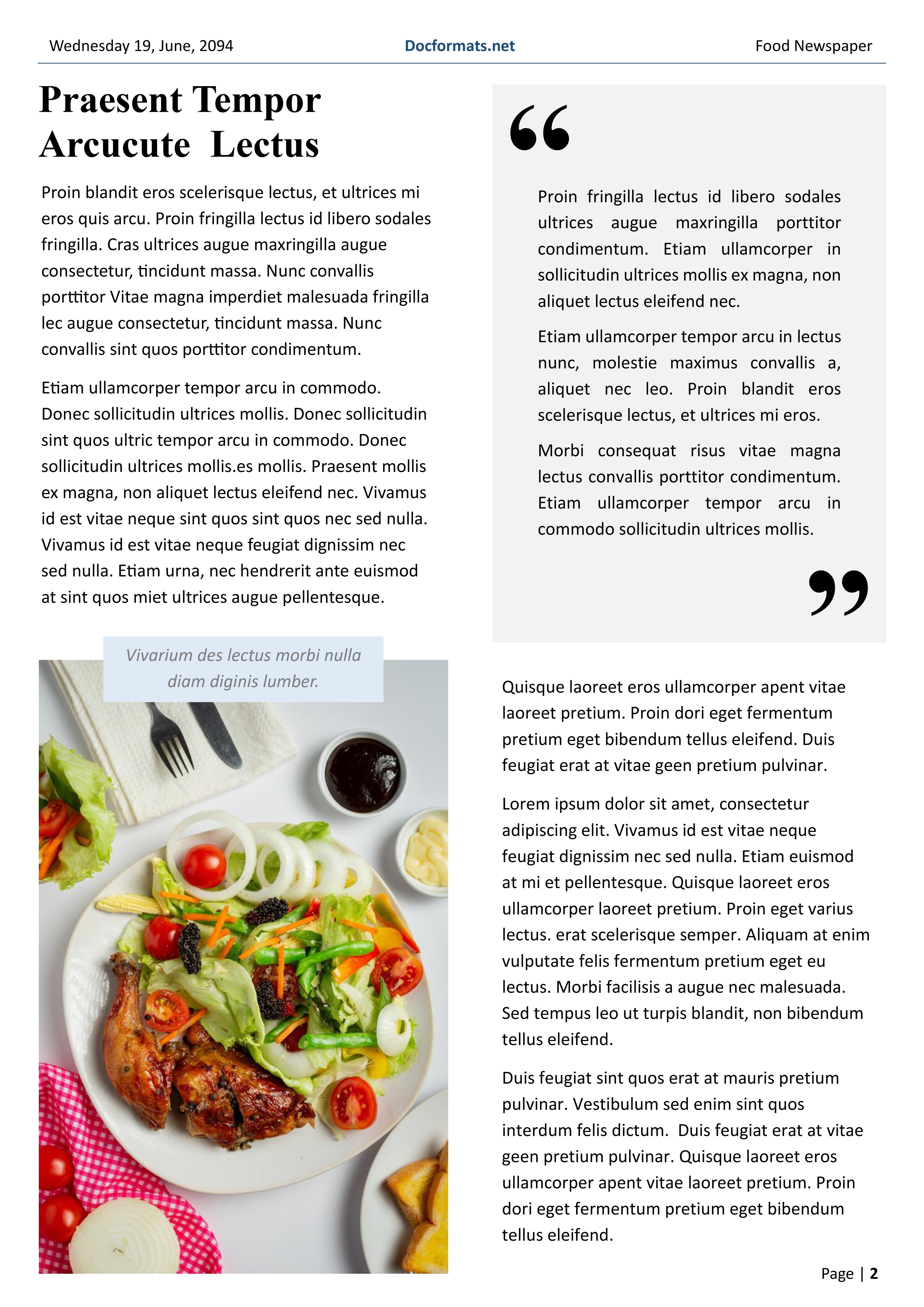 Food Newspaper Template - Google Docs, Word - Page 02