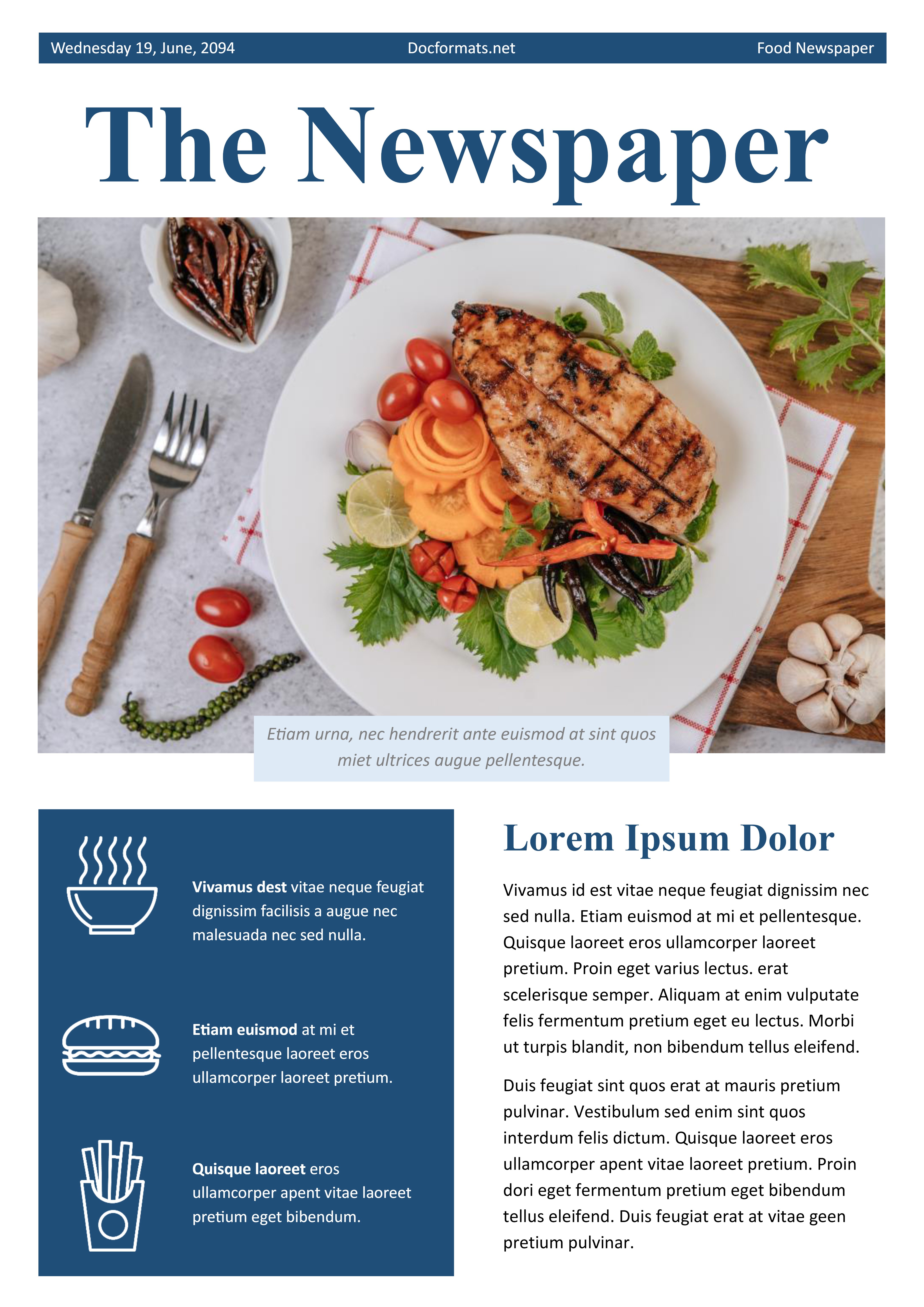 Food Newspaper Template - Google Docs, Word
