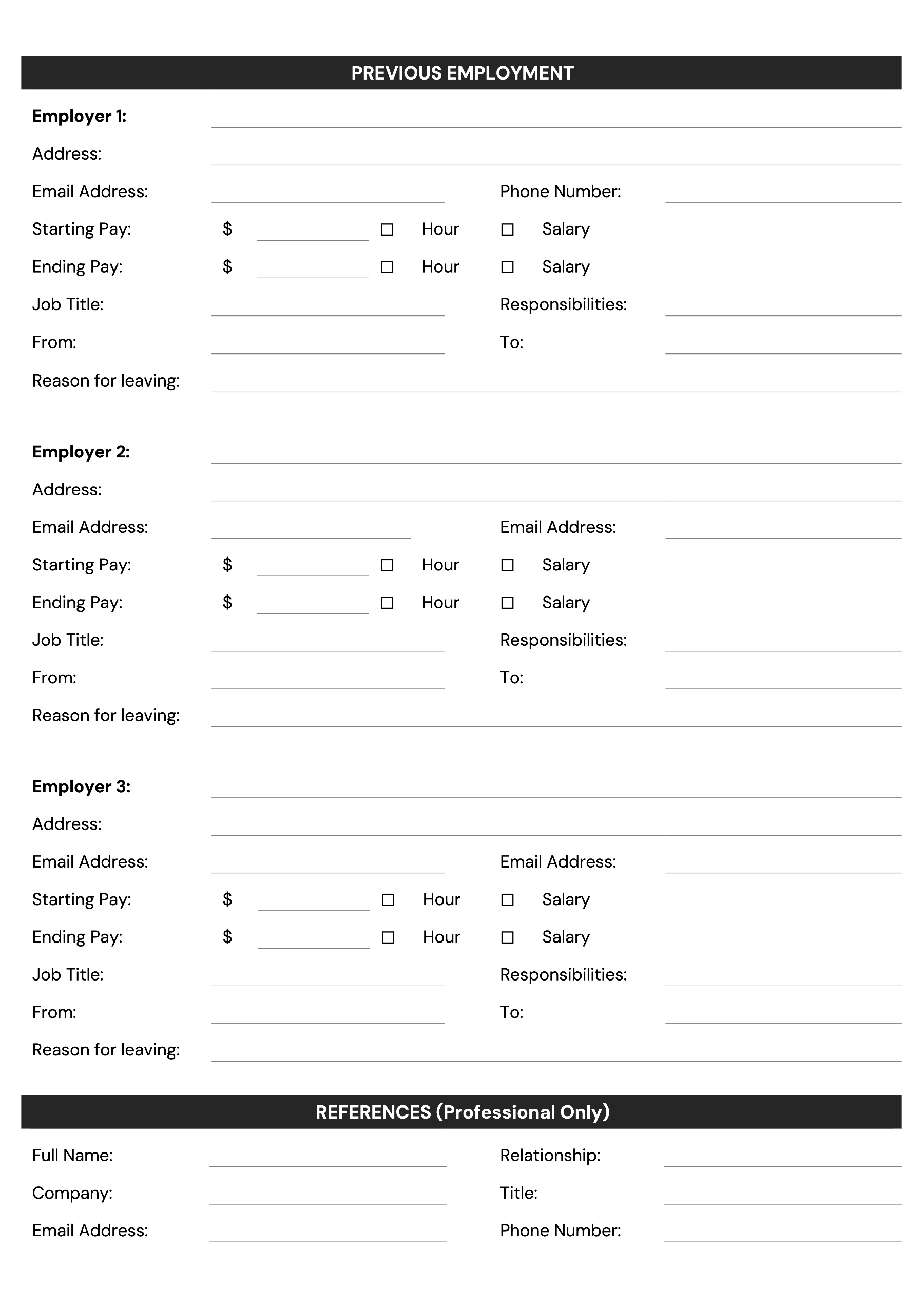 Free Job Application Form Template (Word, PDF, Google Docs) for Free Job Application Template Printable