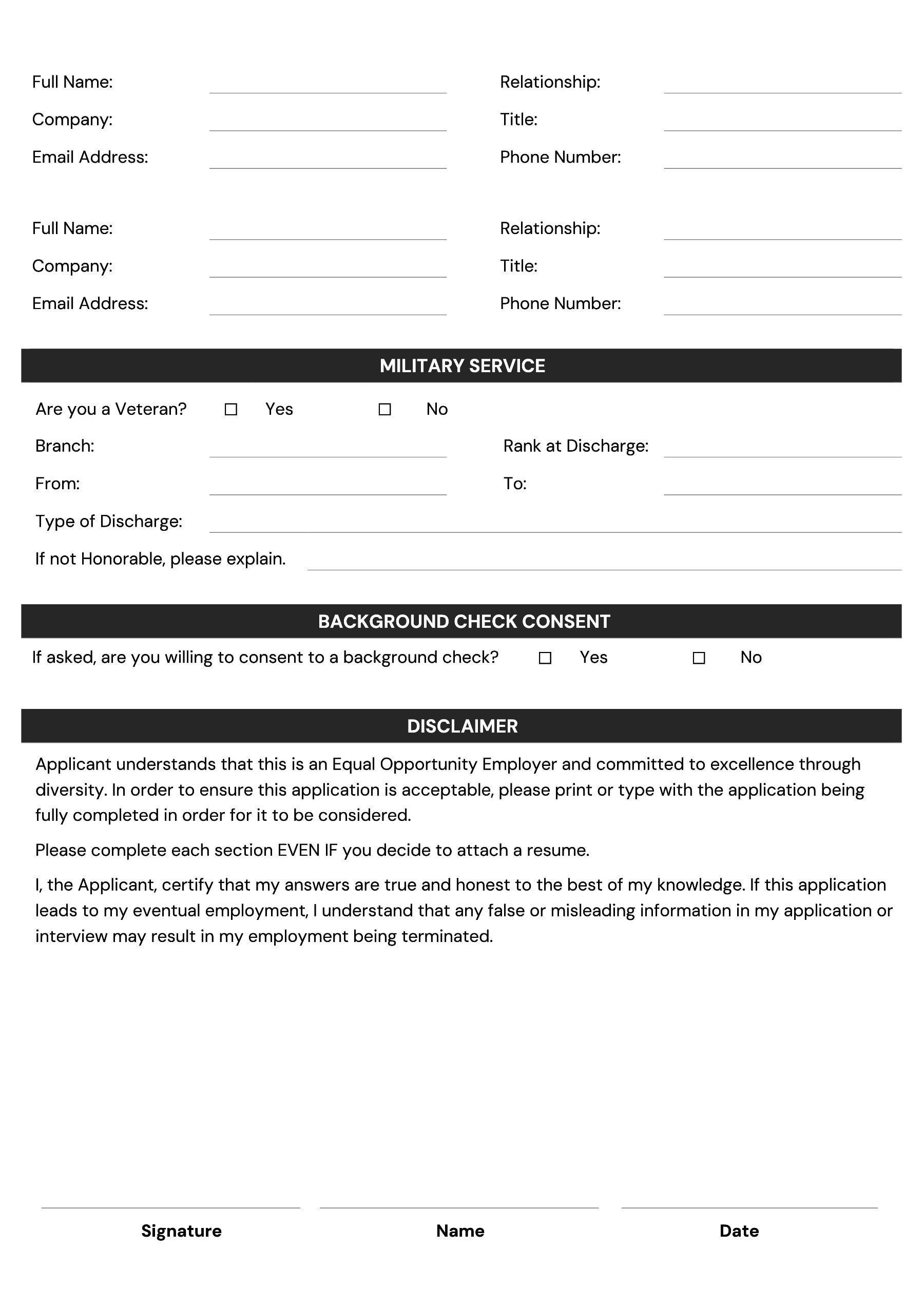 Job Application Form Template - Google Docs, Word - Page 03