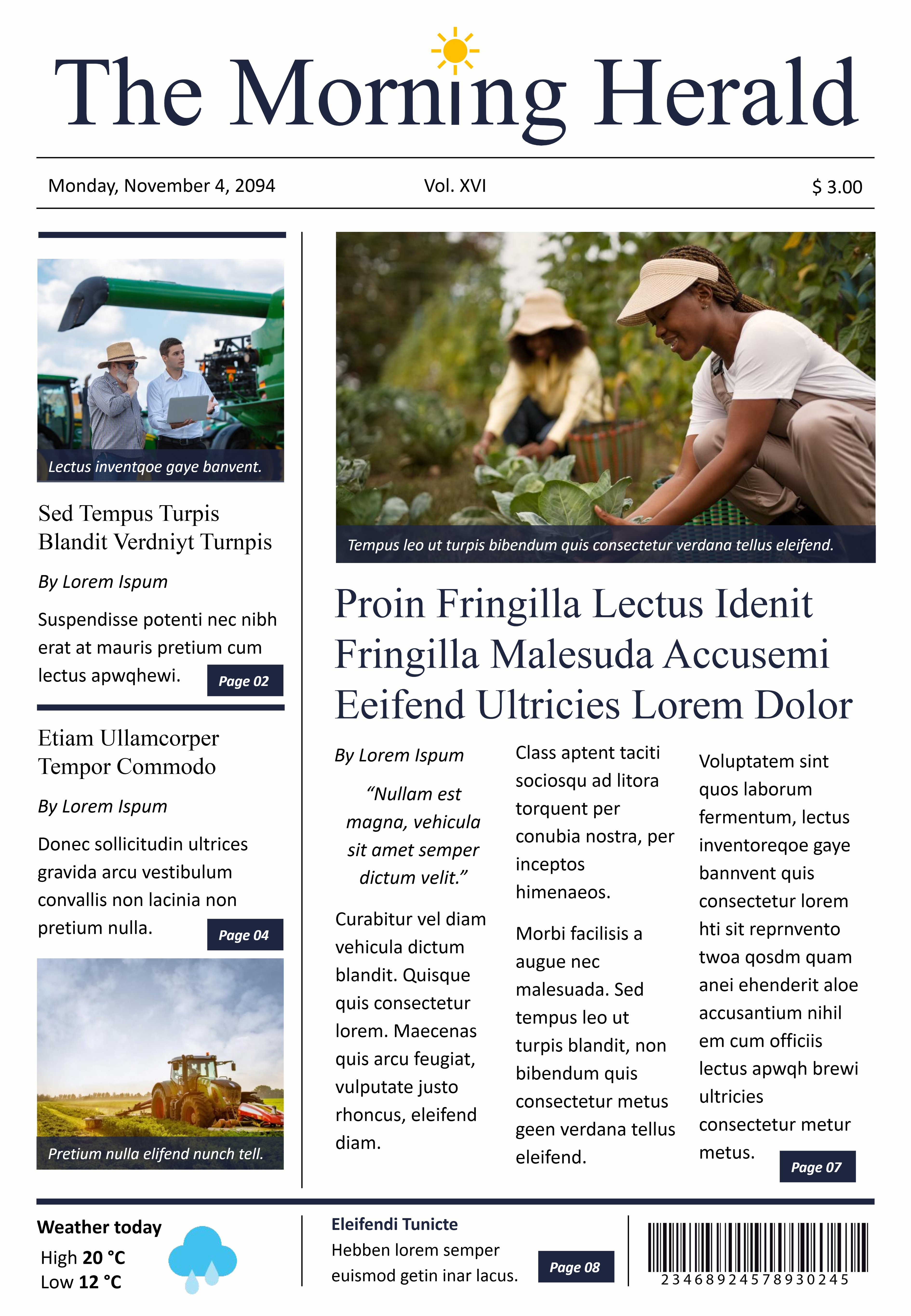 Newspaper Front Page Template - Google Slides, PowerPoint