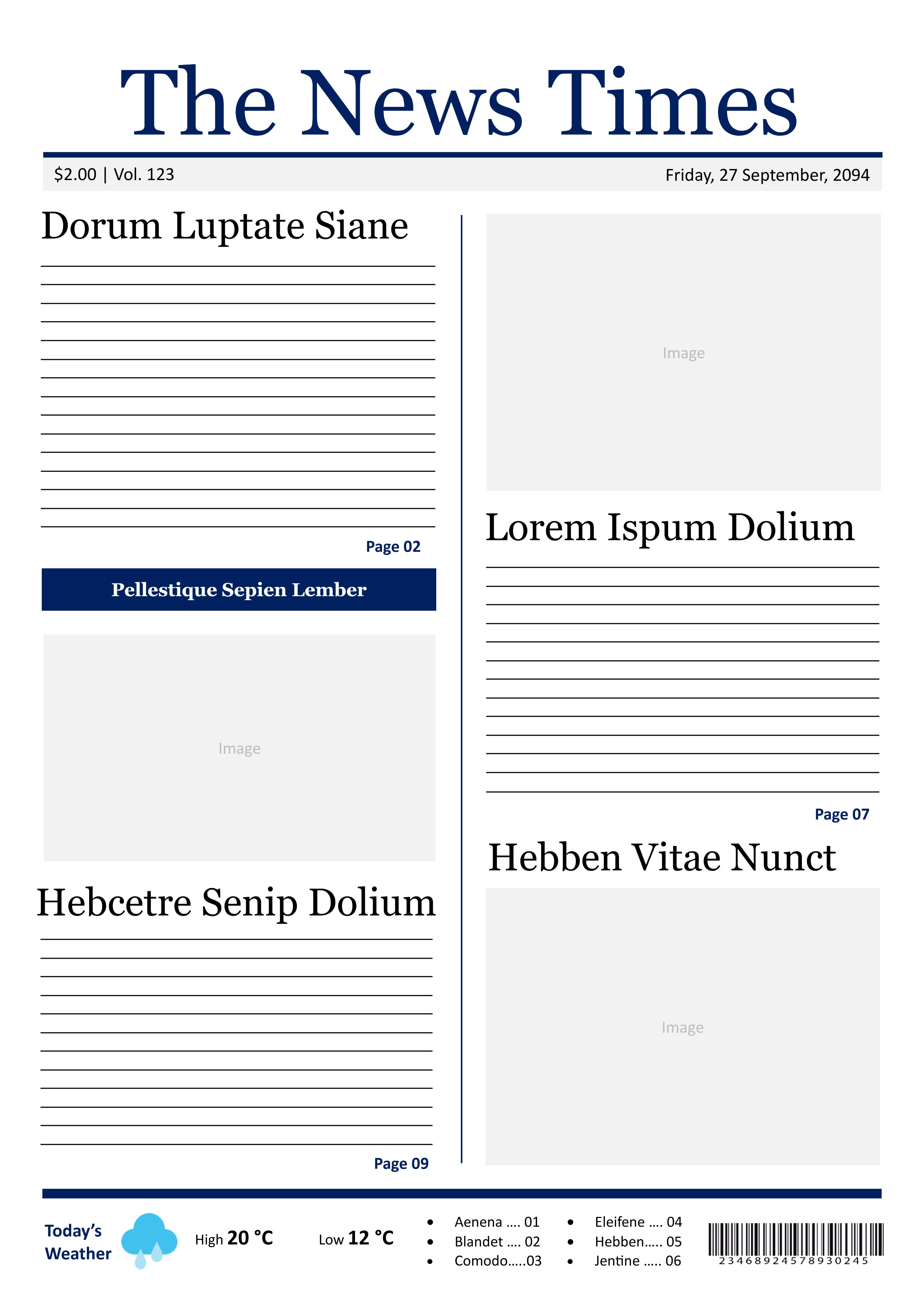 Newspaper Layout Template - Google Docs, Word