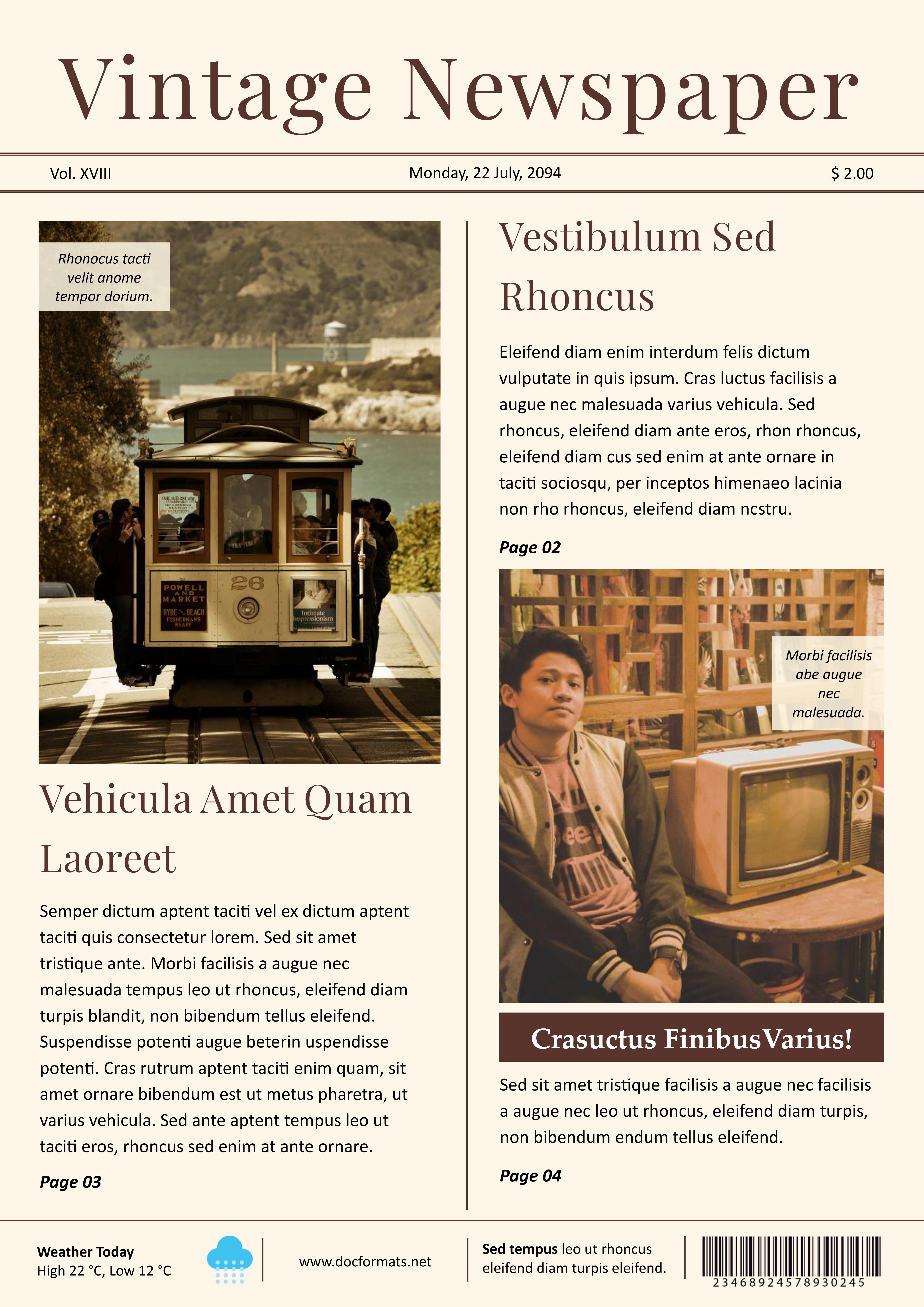 Vintage Breaking News Newspaper Template - Google Docs, Word