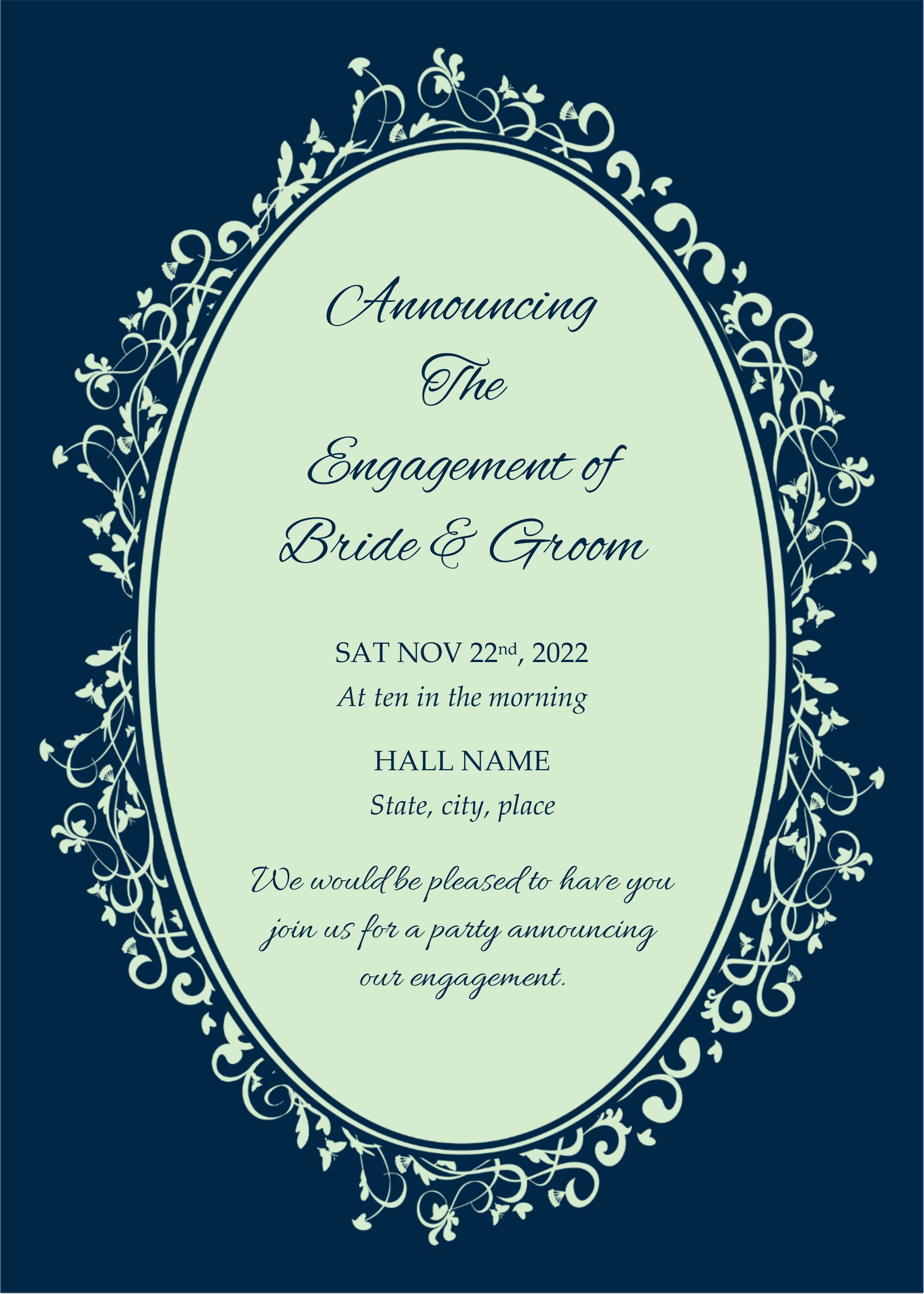Engagement Announcement Template (Blue,1722) - Word
