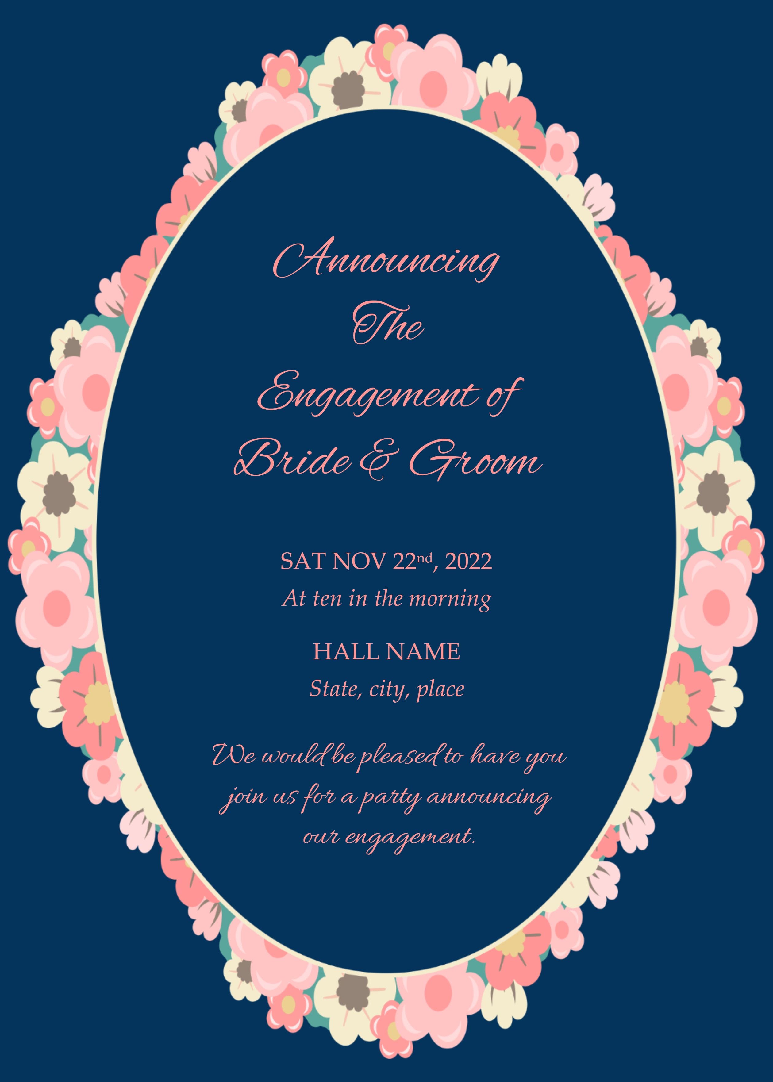 Engagement Announcement Template (Flowers, 1724) - Word