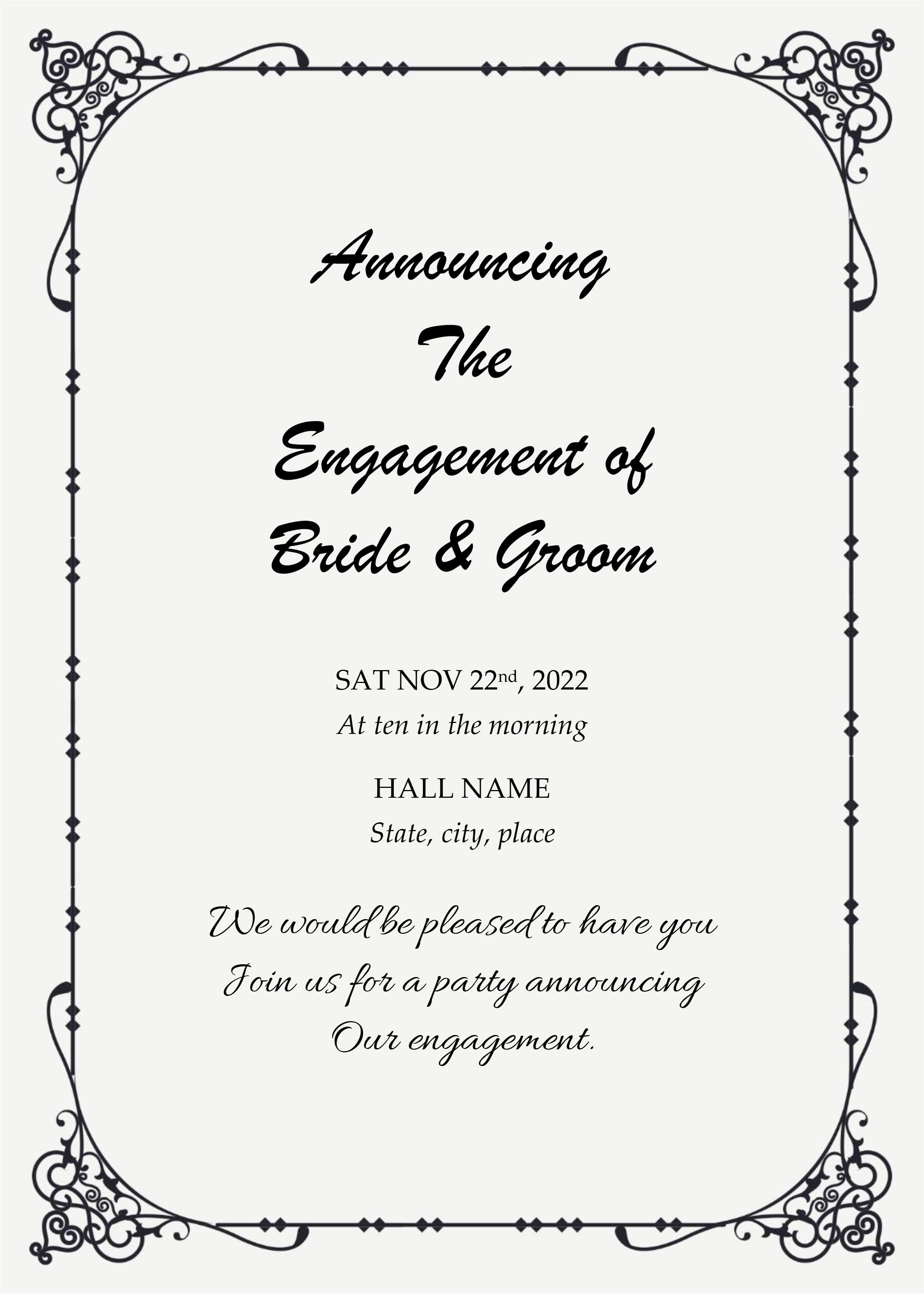 Engagement Announcement Template (Grey, 1725) - Word