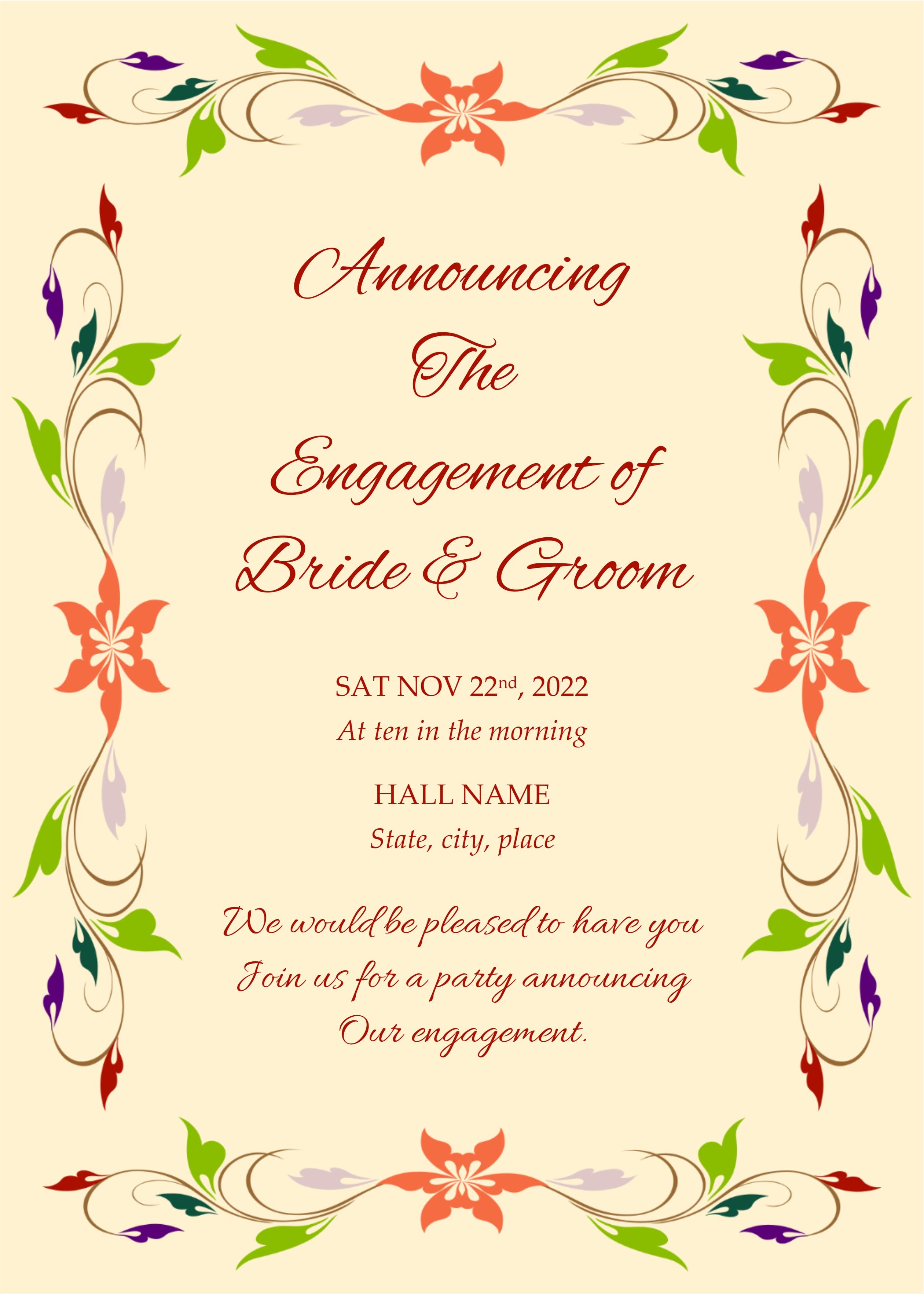 Engagement Announcement Template (Skin, 1729) - Word