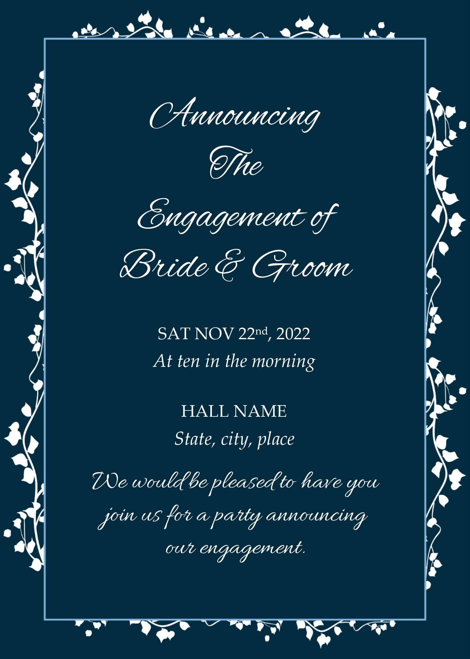 Engagement Announcement Template (White,1731) - Word