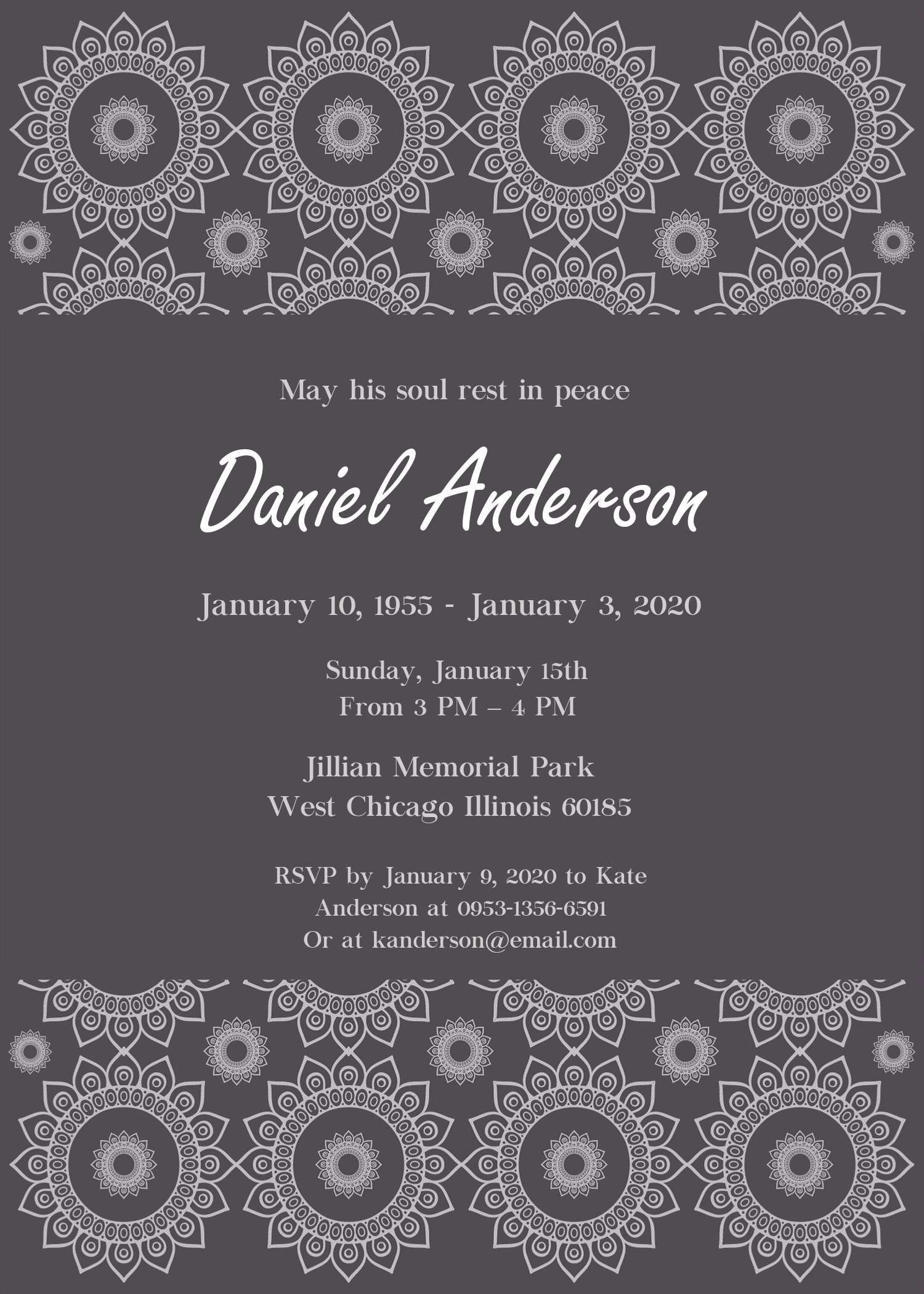 Funeral Invitation Template (Black, 1561) - Word