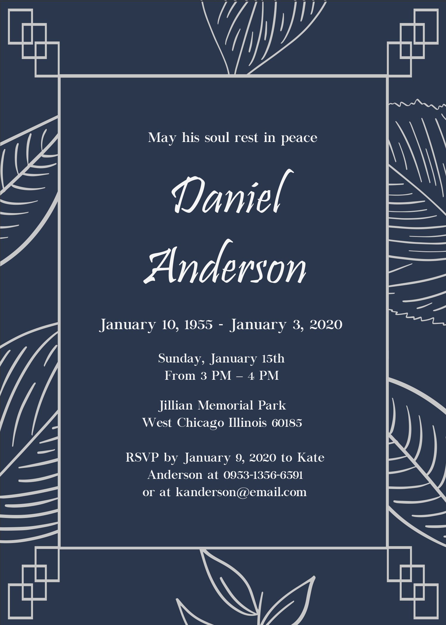 Funeral Invitation Template (White,1569) - Word