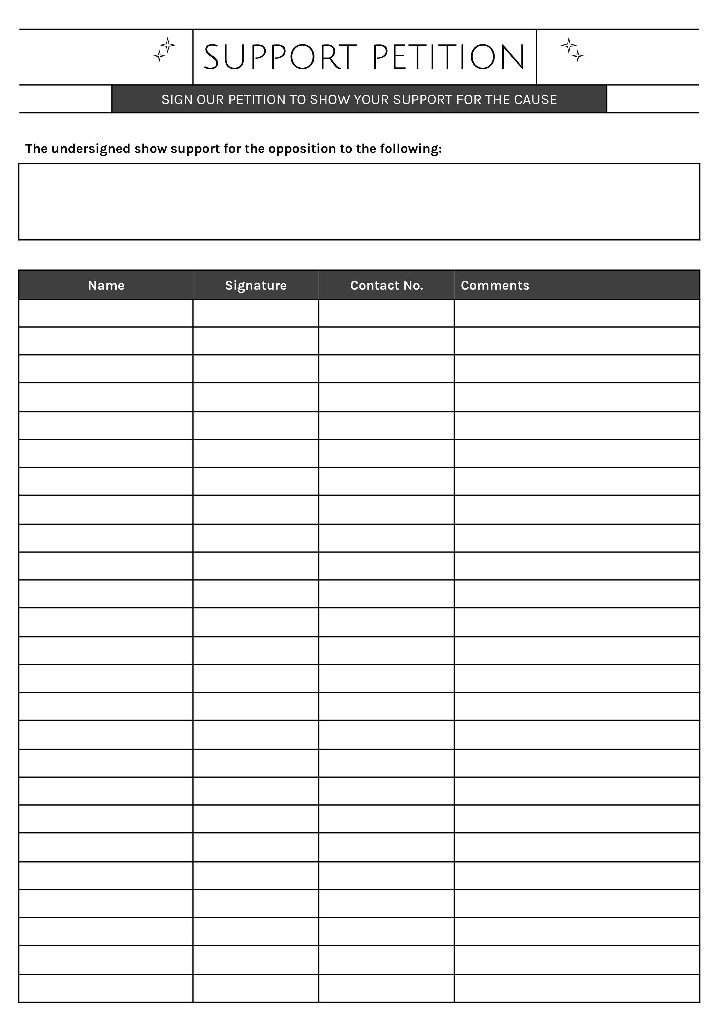 Support Petition Form Template - Google Docs, Word