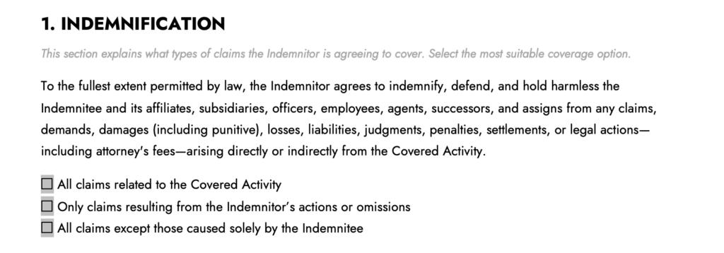 Indemnification