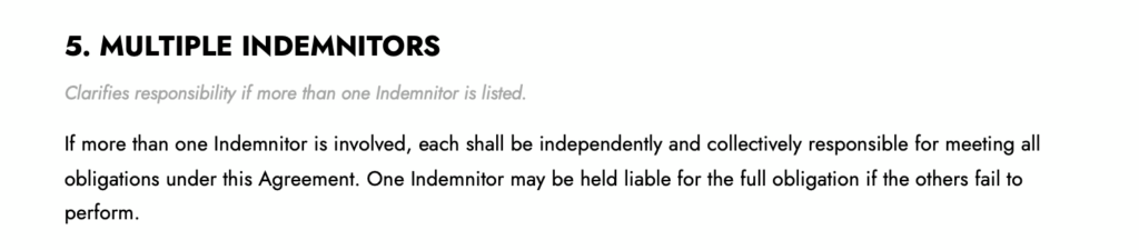 Multiple Indemnitors