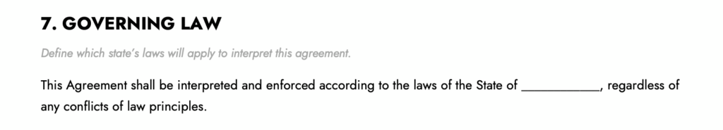 Hold Harmless Agreement - Governing Law