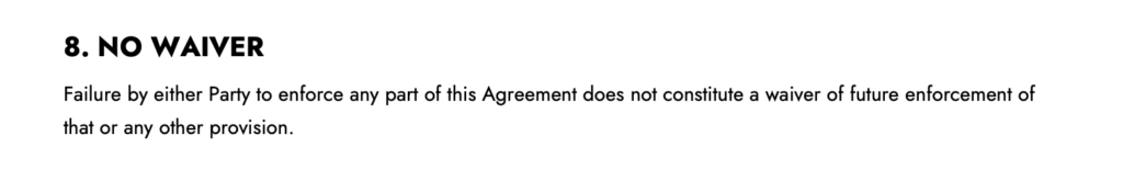 No Waiver Section