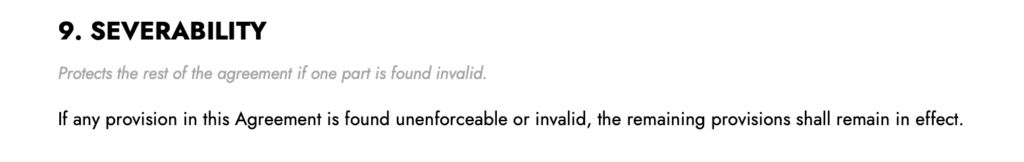 Severability section