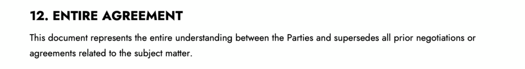 Hold Harmless Agreement - Entire Agreement