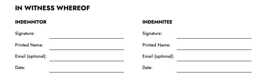 Template - In Witness Whereof