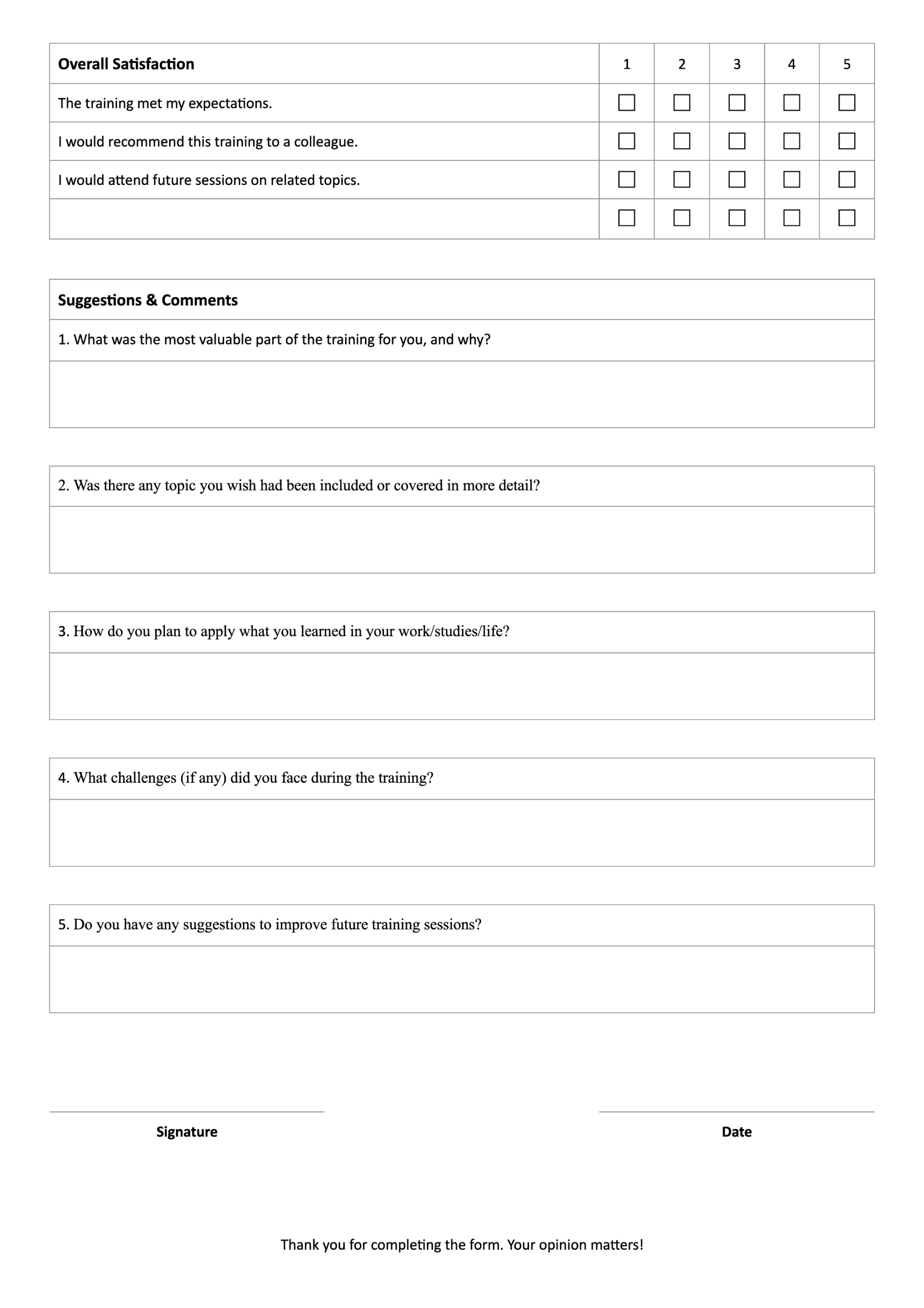 Training Evaluation Form - Google Docs, Word - Page 03