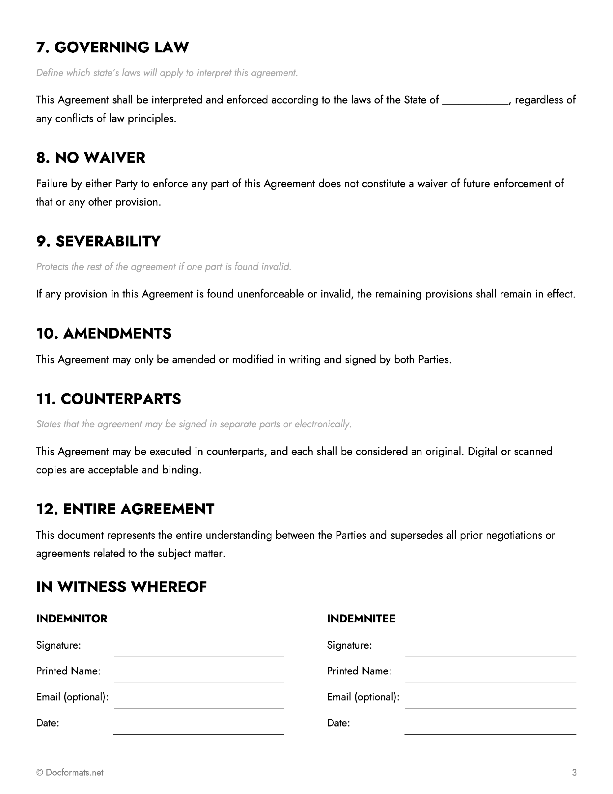 Hold Harmless Agreement - Google Docs, Word, and PDF - Page 03