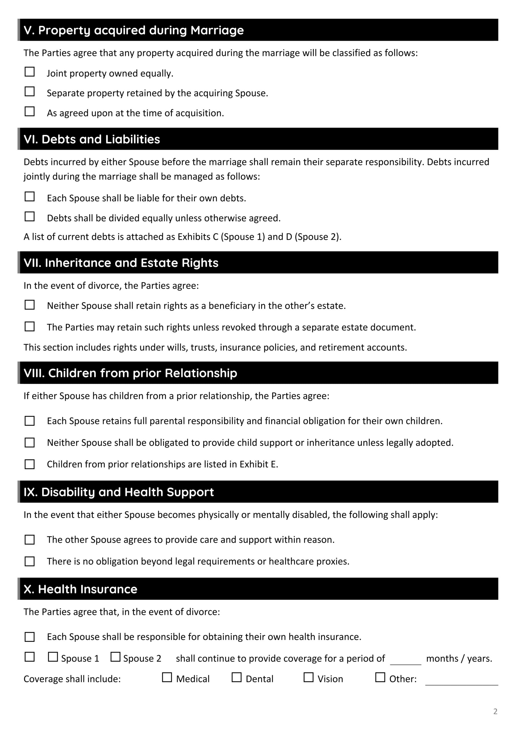 Prenuptial Agreement Template - Google Docs, Word - Page 02