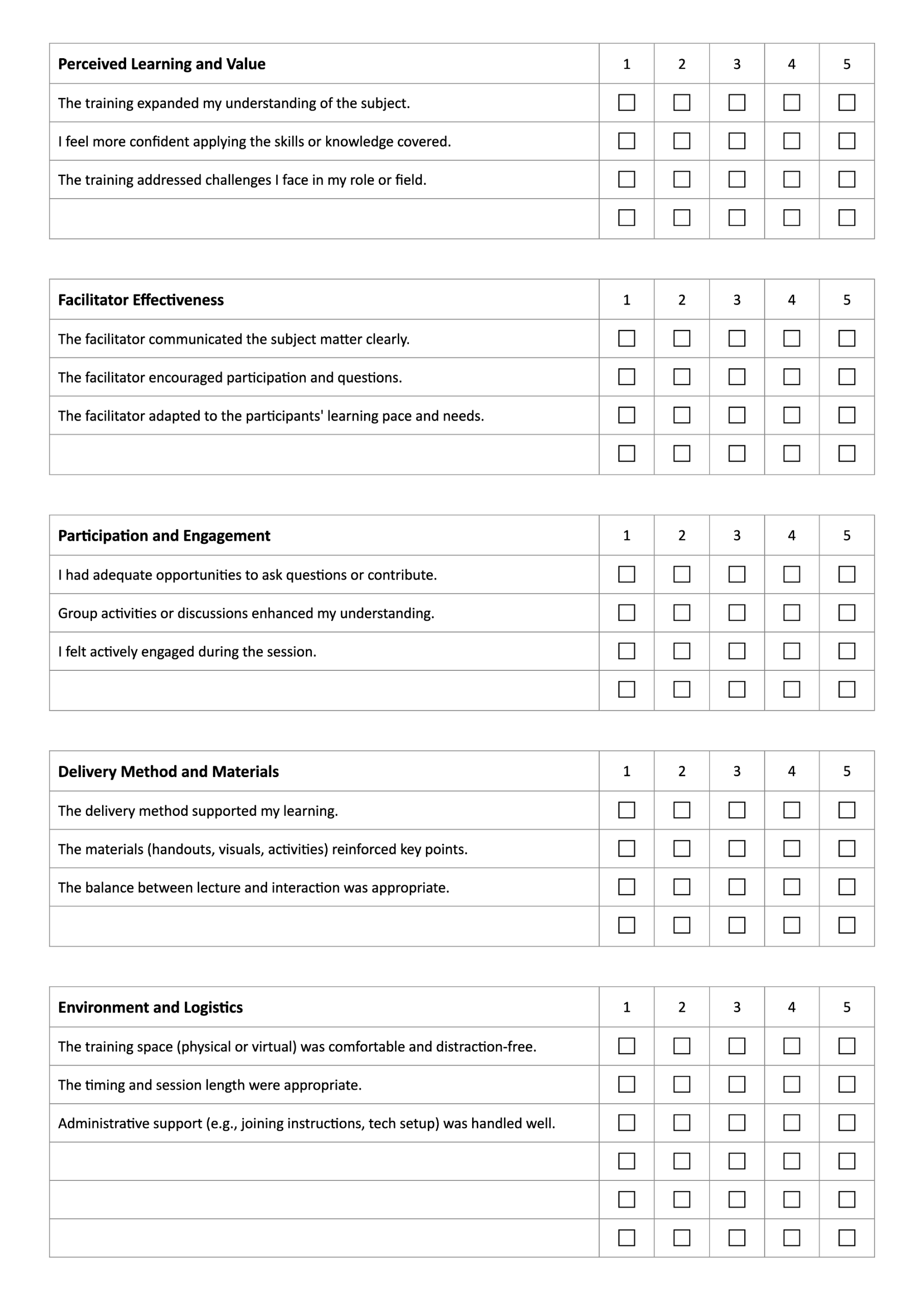 
Training Evaluation Form - Google Docs, Word - Page 02