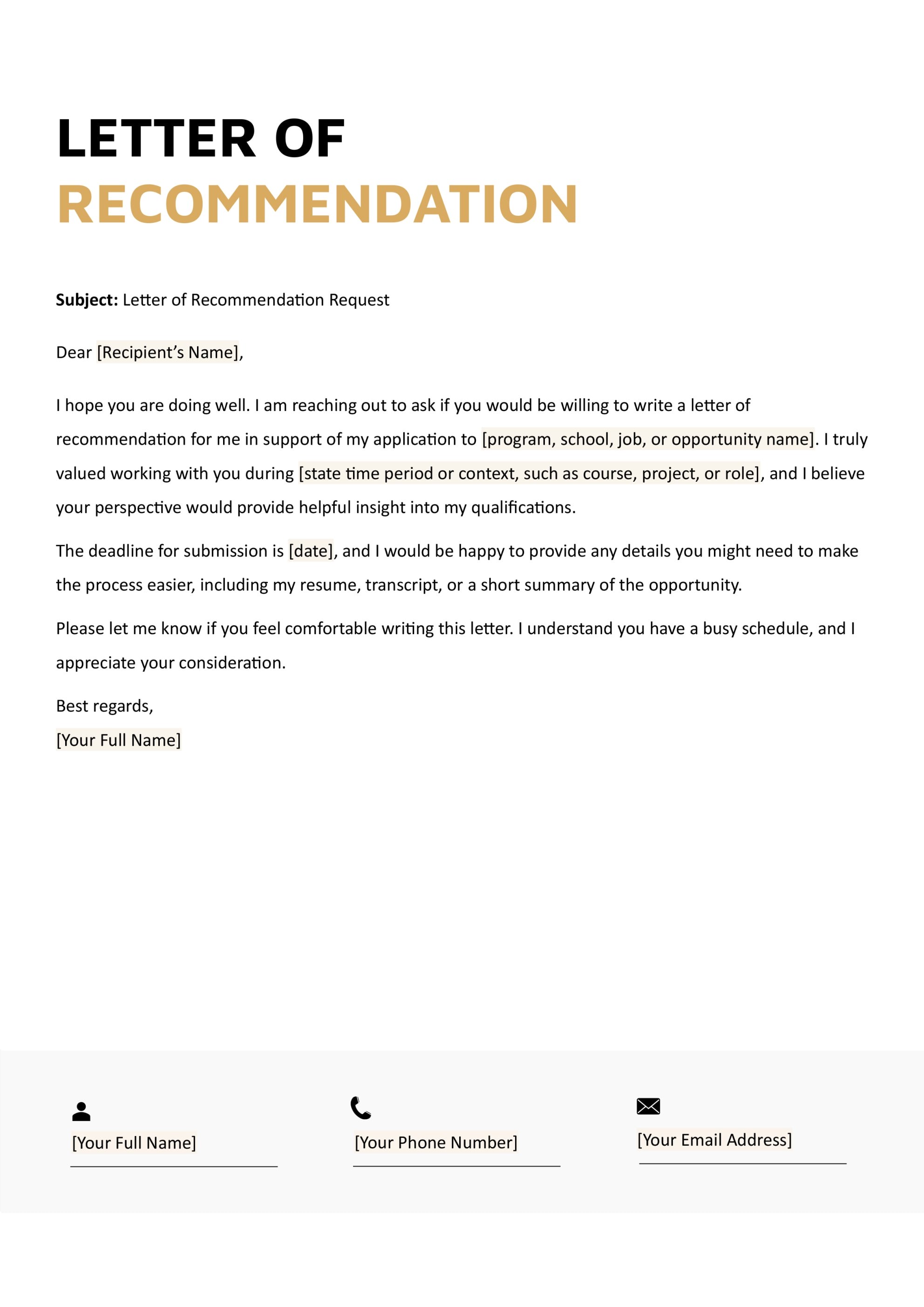 Letter of Recommendation Templates and Examples - DocFormats