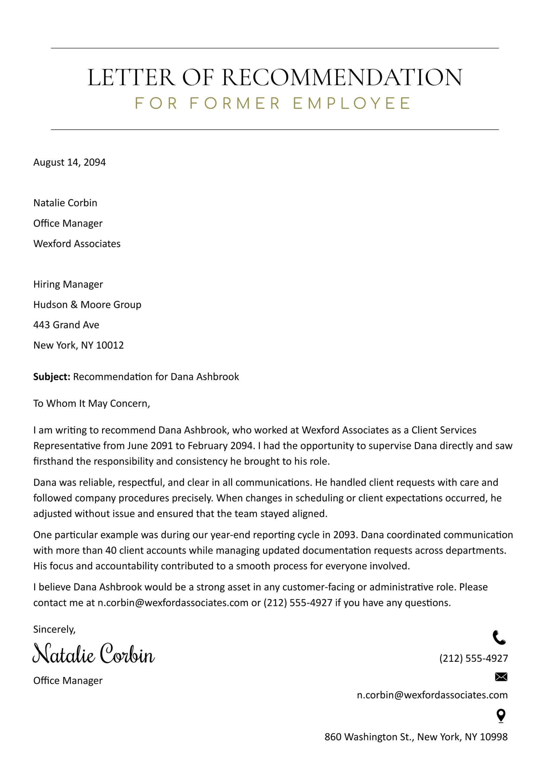 Letter of Recommendation for Former Employee - Google Docs, Word - Page 02