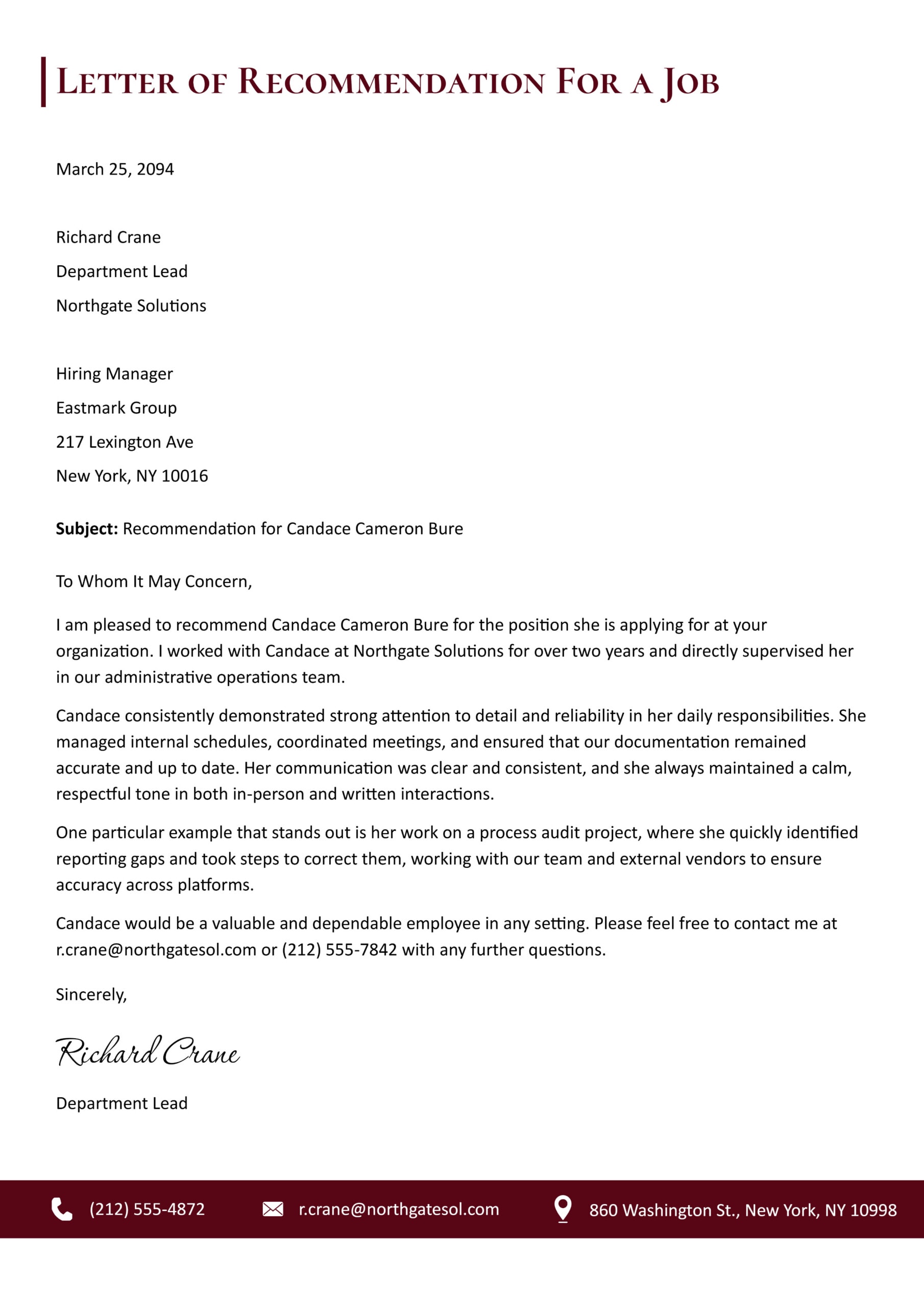 Letter of Recommendation for a Job - Google Docs, Word - Page 02