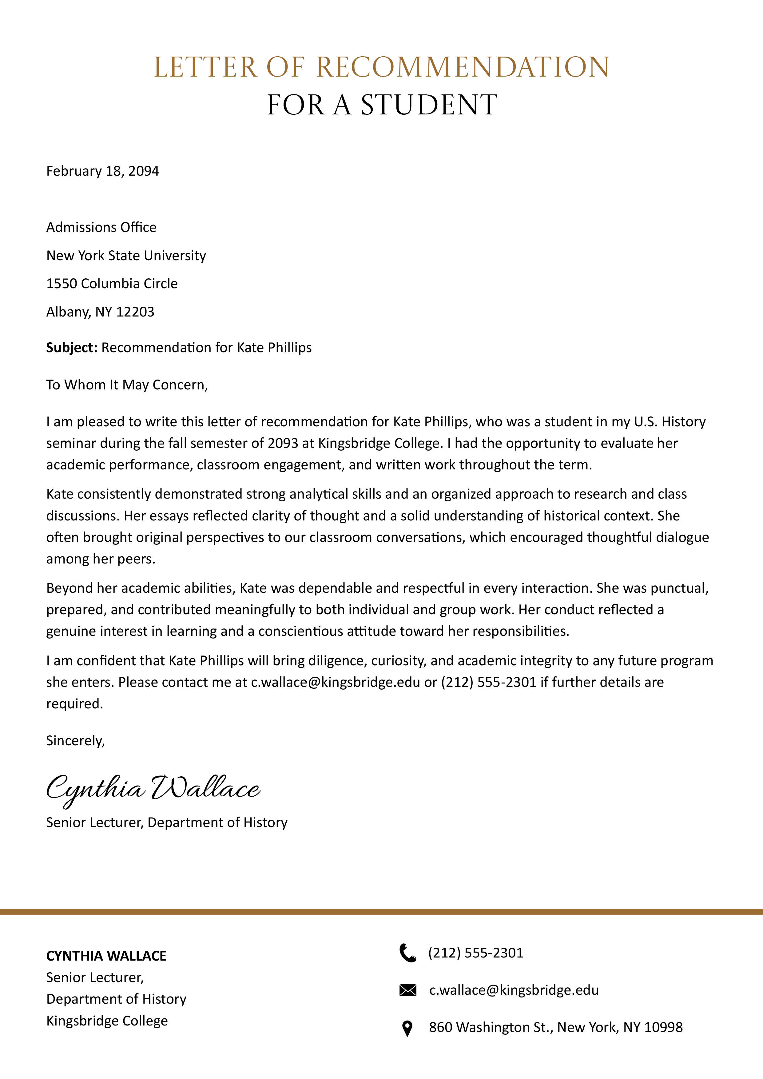 Letter of Recommendation for a Student - Google Docs, Word - Page 02