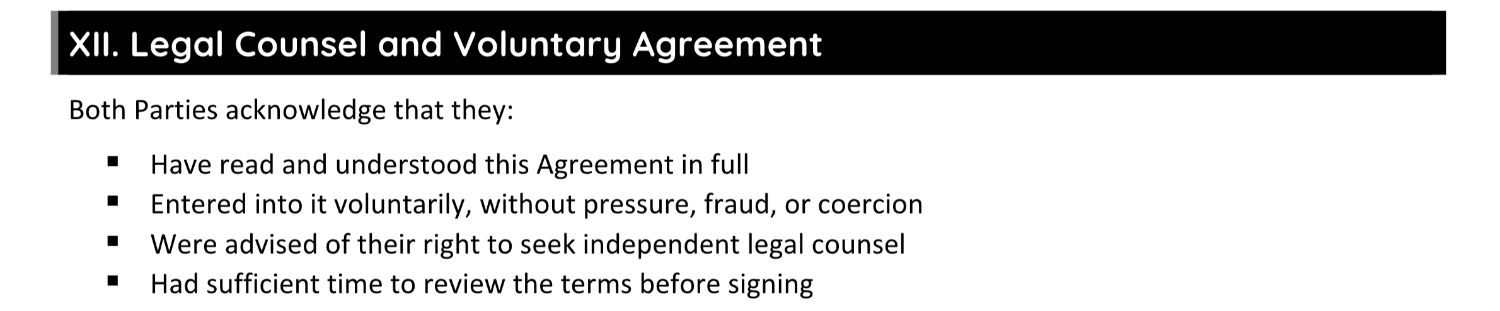 Prenuptial Agreement Template - Legal Counsel and Voluntary Agreement