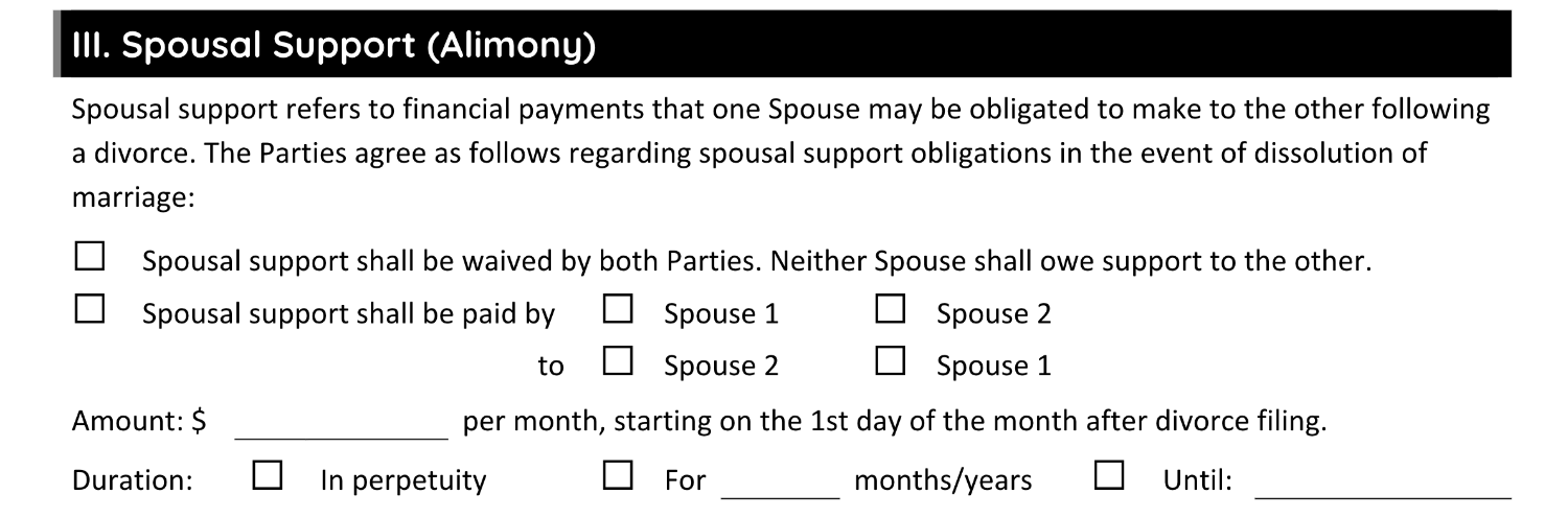 Spousal Support (Alimony)
