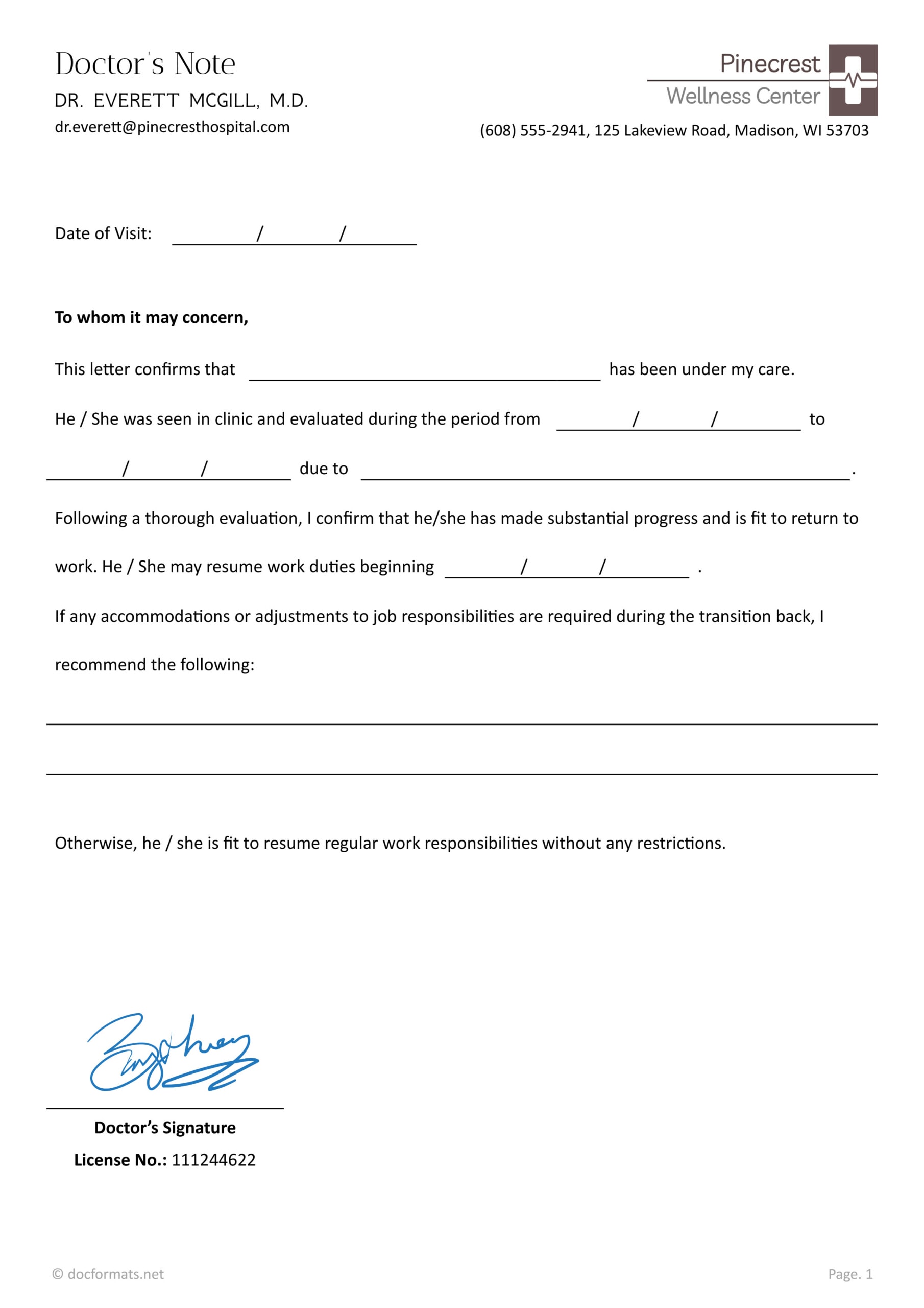Fake Doctors Note Template - Word, Google Docs
