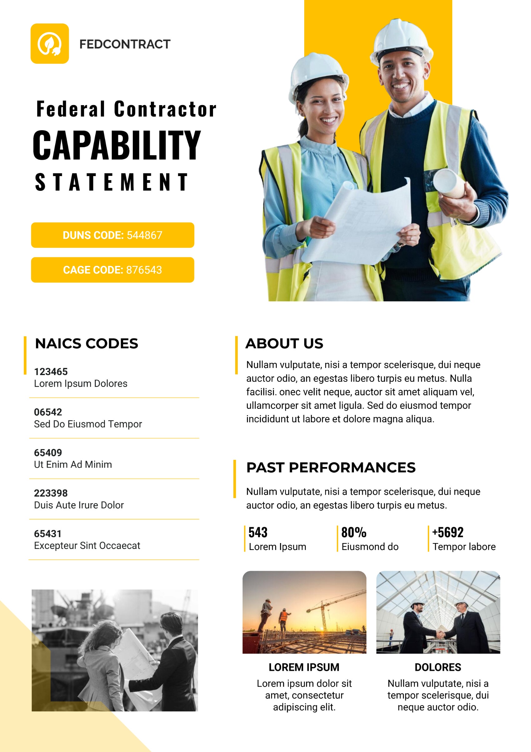 Federal Contractor Capability Statement Template - Google Docs, Word