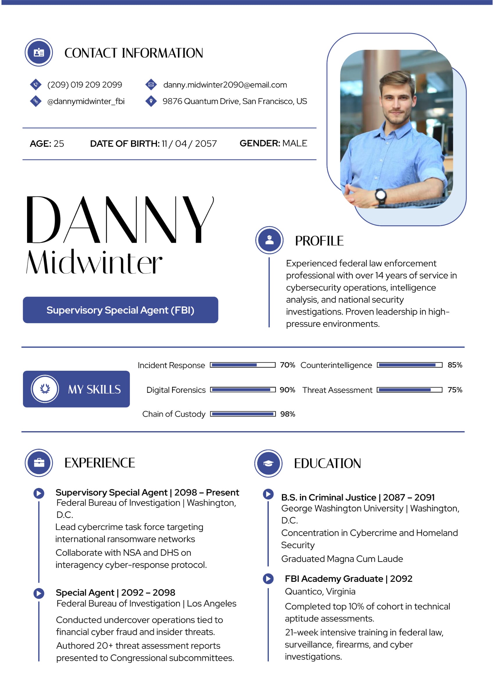 Federal Resume Template for FBI - Word, Google Docs