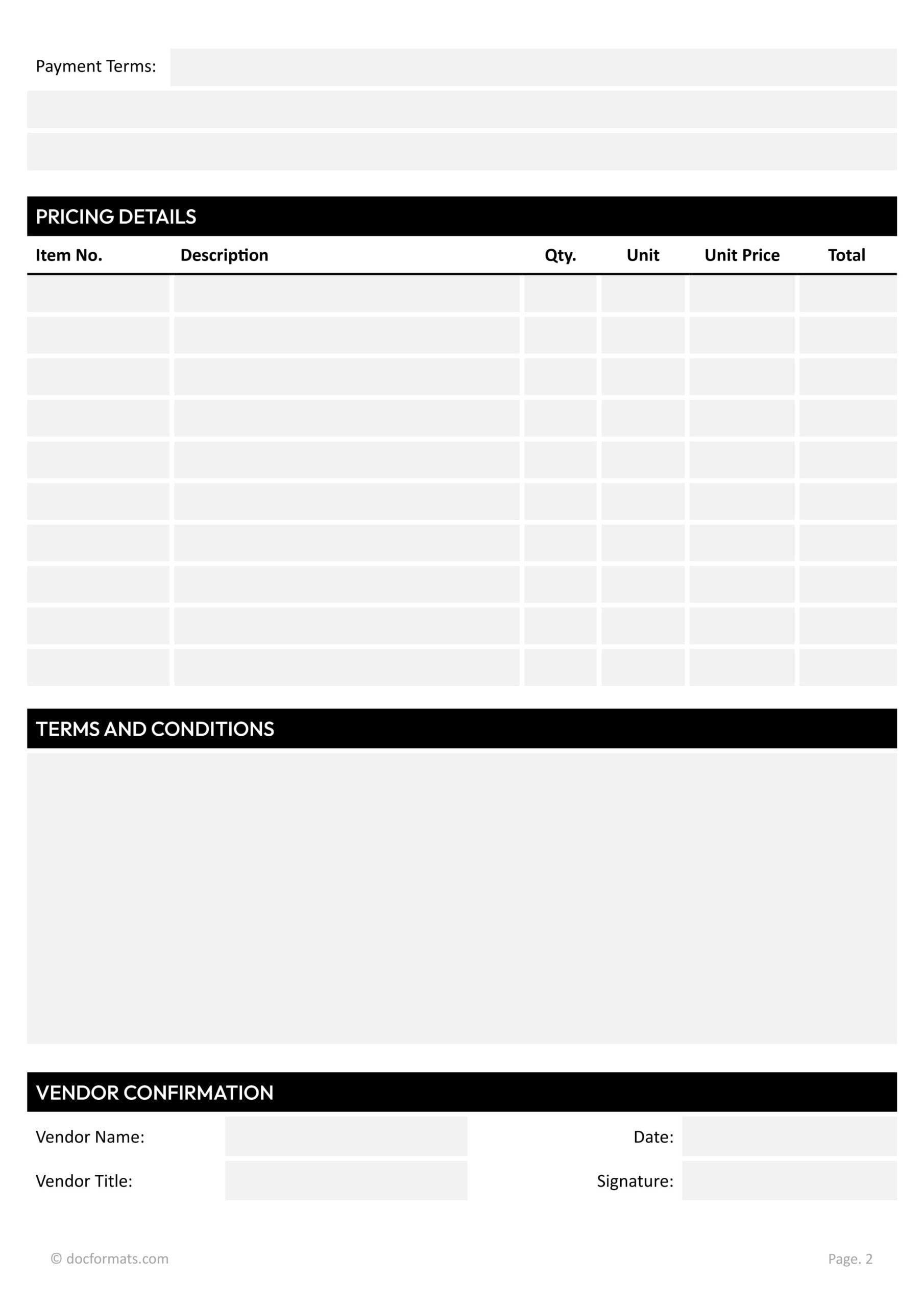 Request for Price Quote Template - Word, Google Docs - Page 02