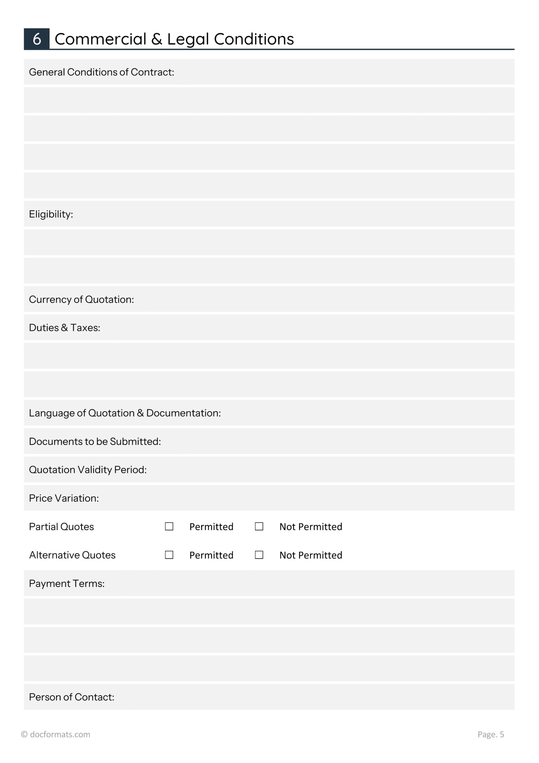 Supply Chain RFQ Template - Word, Google Docs - Page 05