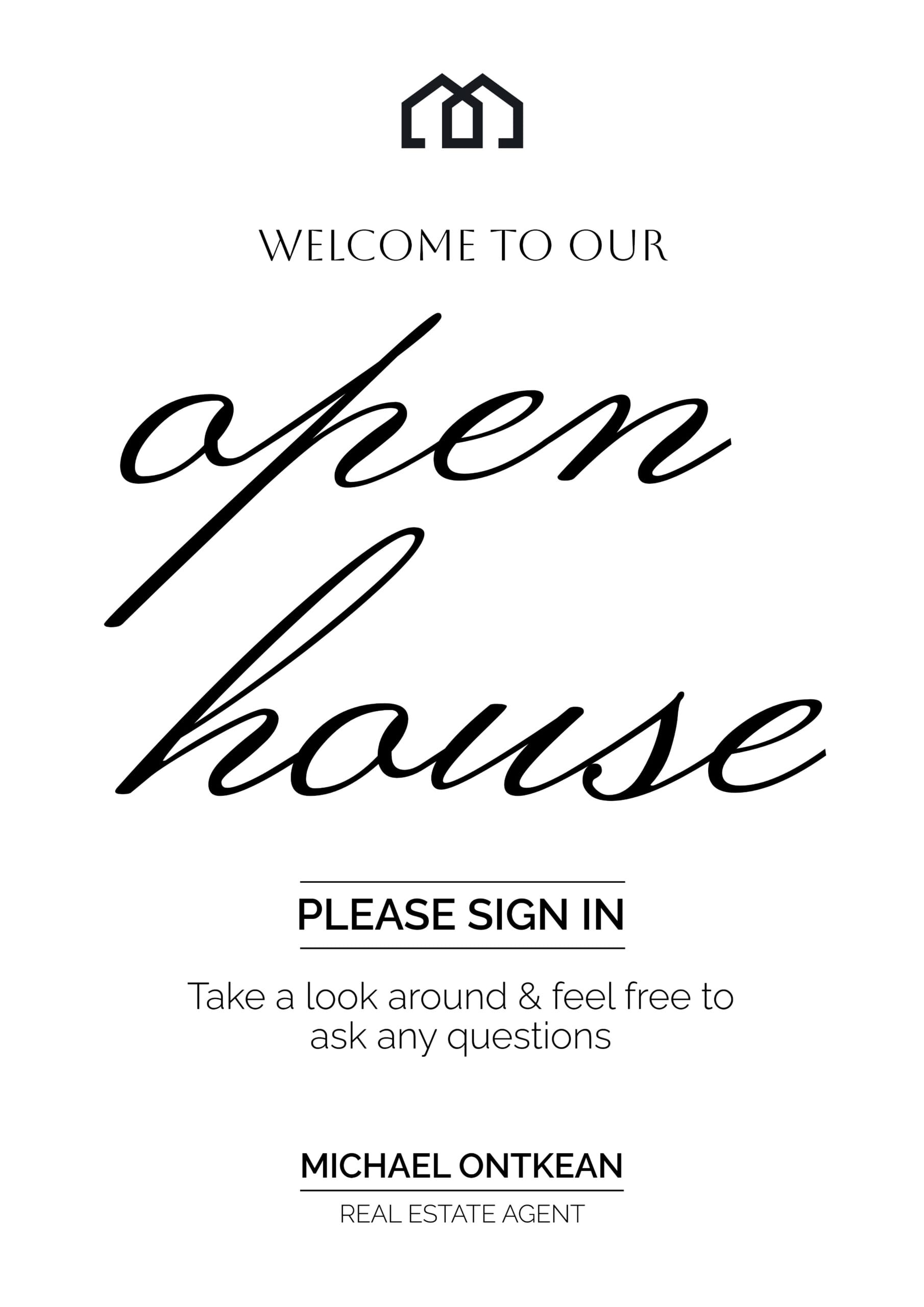 Open House Sign-In Sheet & Welcome Sign - Word, Google Docs