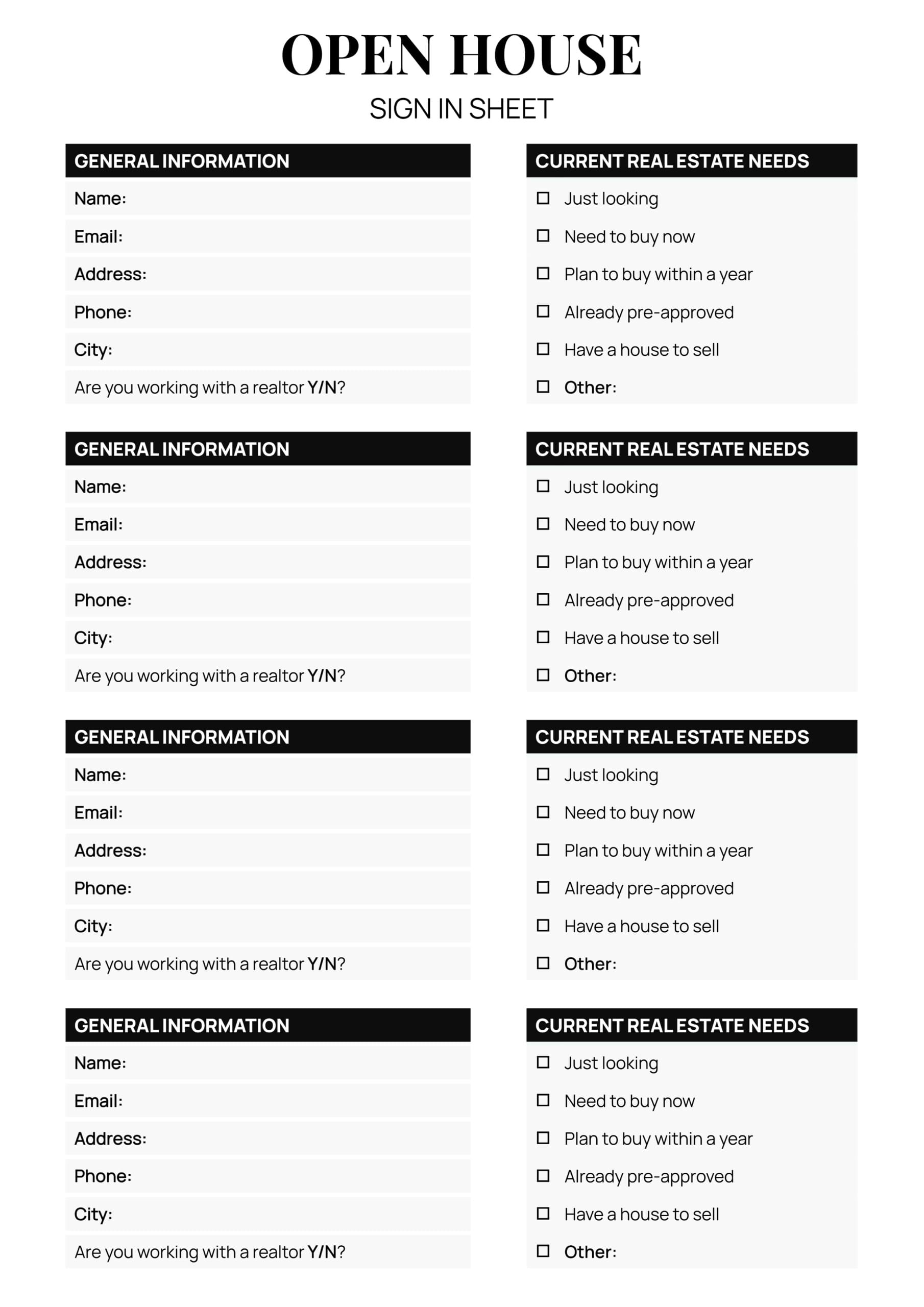 Open House Sign In Sheet and Welcome Sign Template - Word, Google Docs - Page 02
