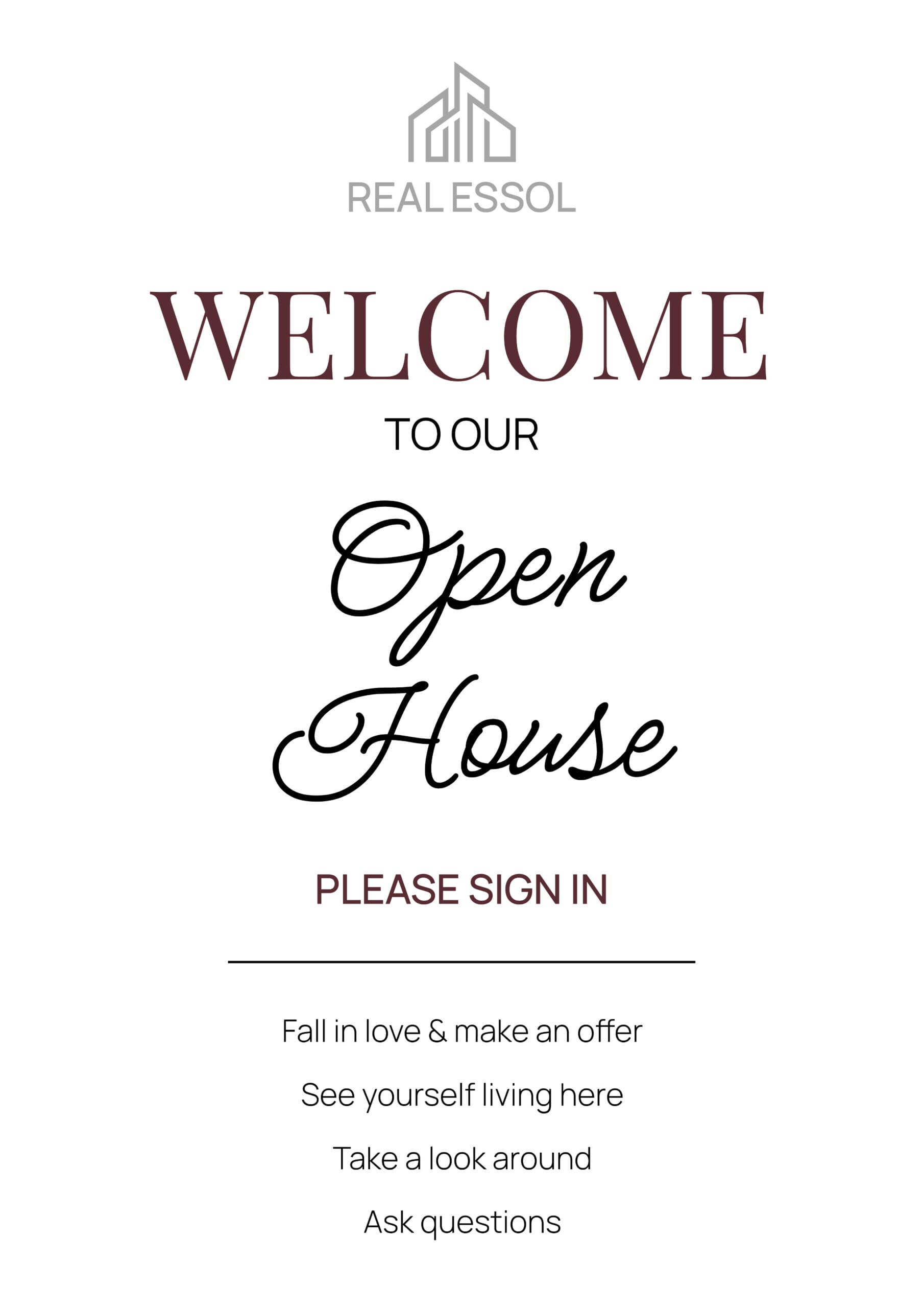 Open House Sign In Sheet and Welcome Sign Template - Word, Google Docs - Page 03