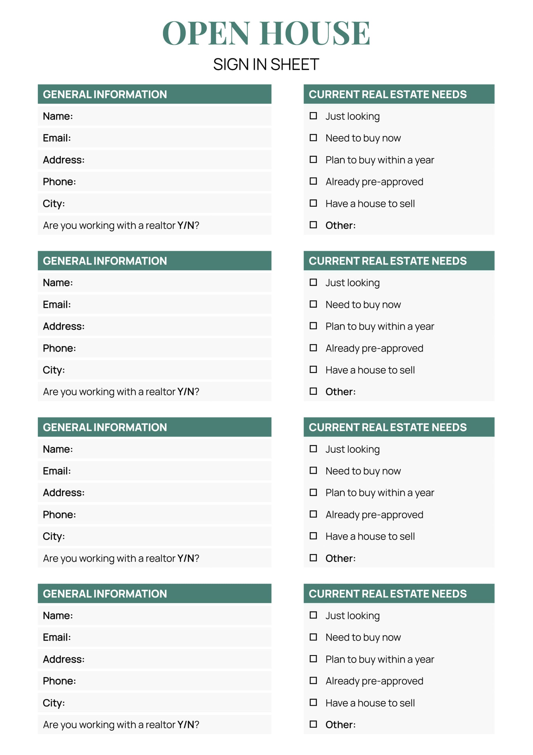 Open House Sign In Sheet and Welcome Sign Template - Word, Google Docs - Page 06