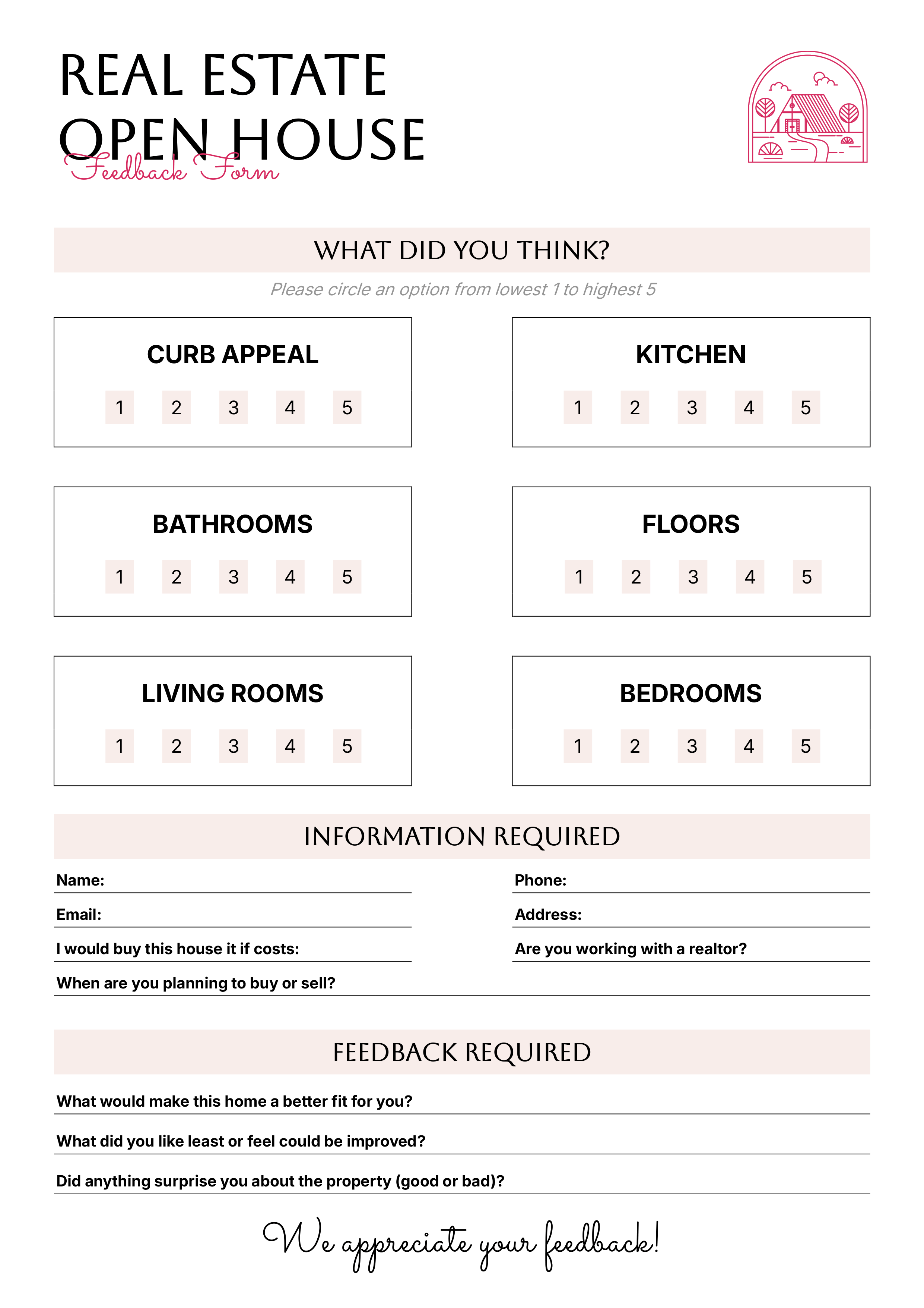 Real Estate Broker Open Feedback Form - Word, Google Docs