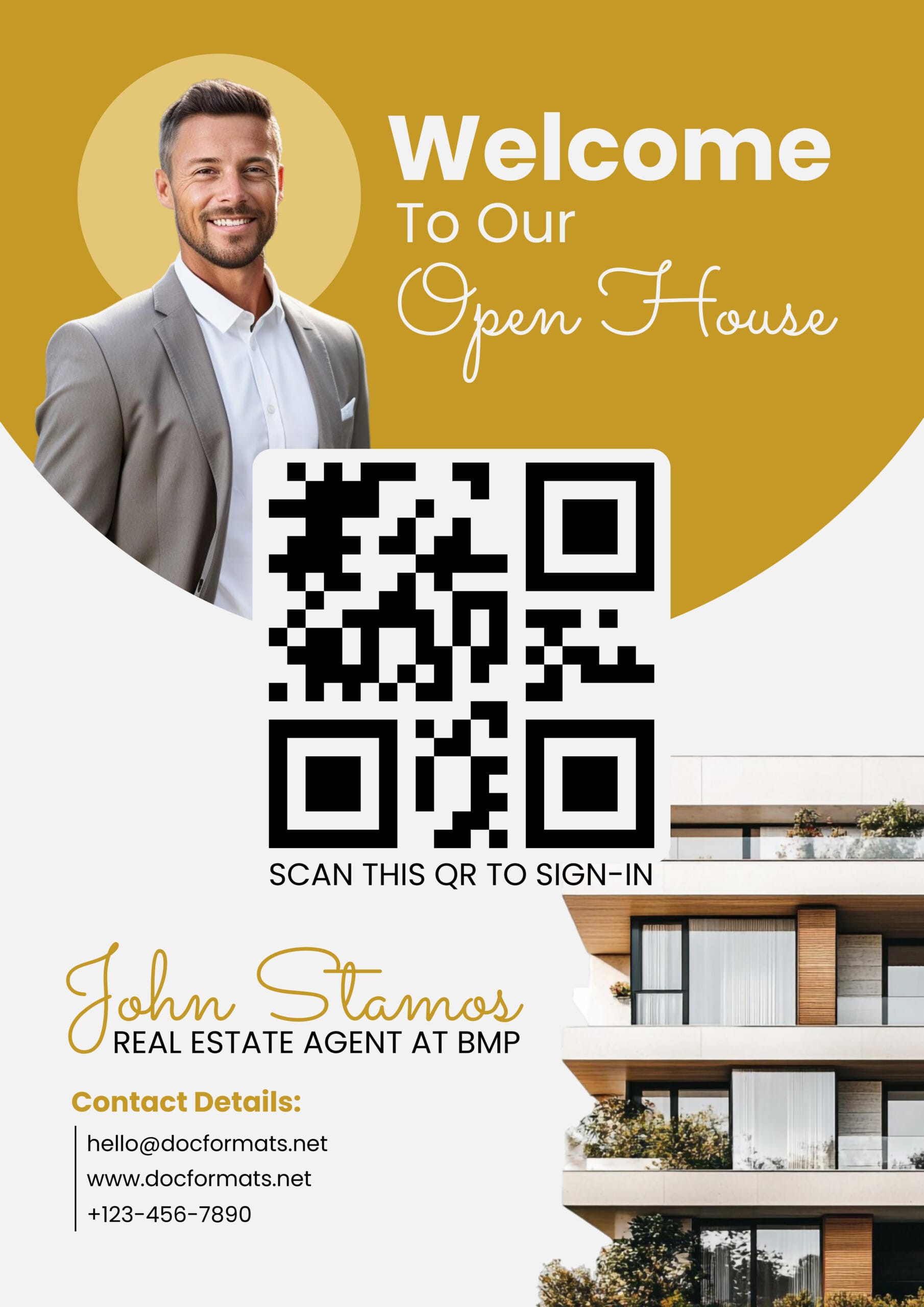 Real Estate Open House Sign In With QR Code - Word, Google Docs