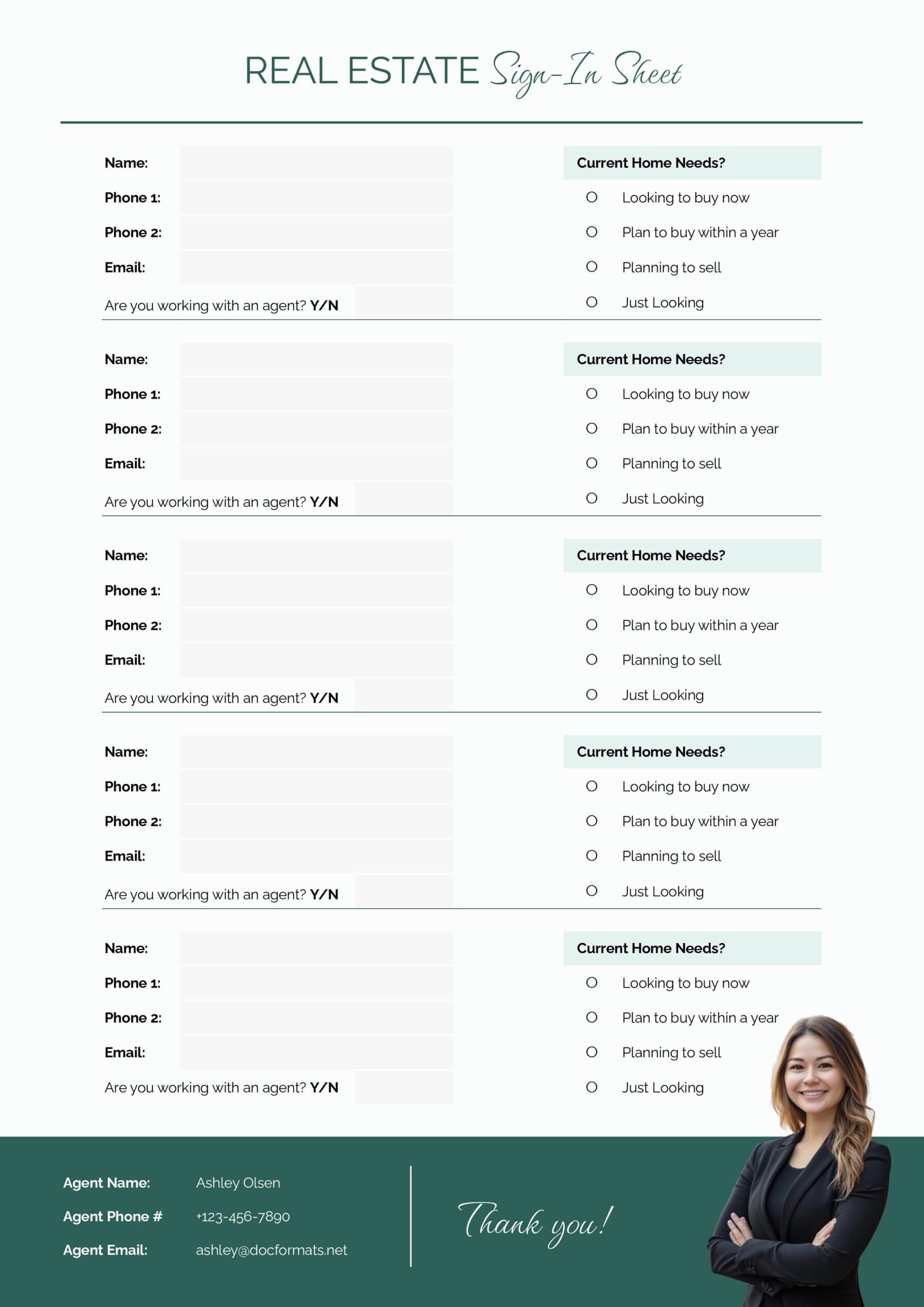 Real Estate Sign in Sheet for Open House - Word, Google Docs
