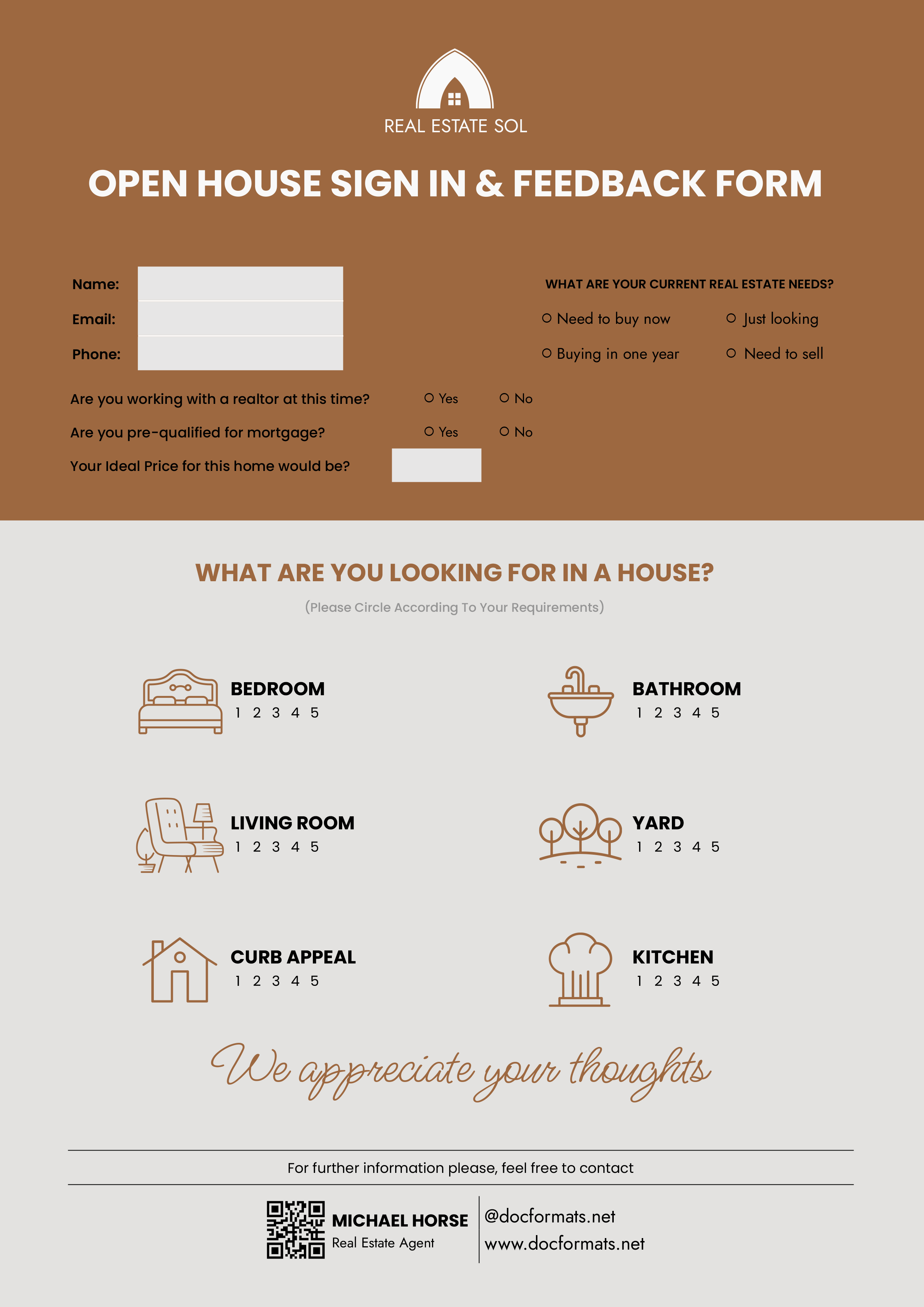 Realtor Open House Sign in and Feedback Form - Word